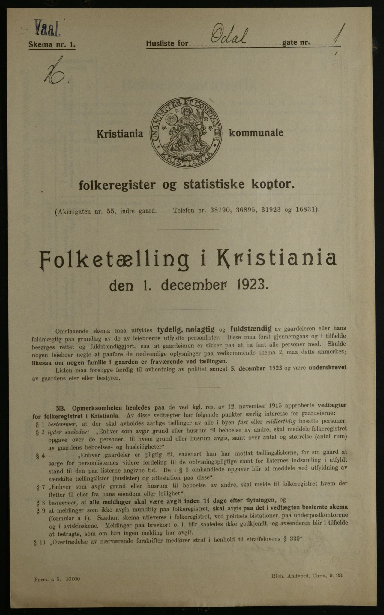 OBA, Municipal Census 1923 for Kristiania, 1923, p. 81650