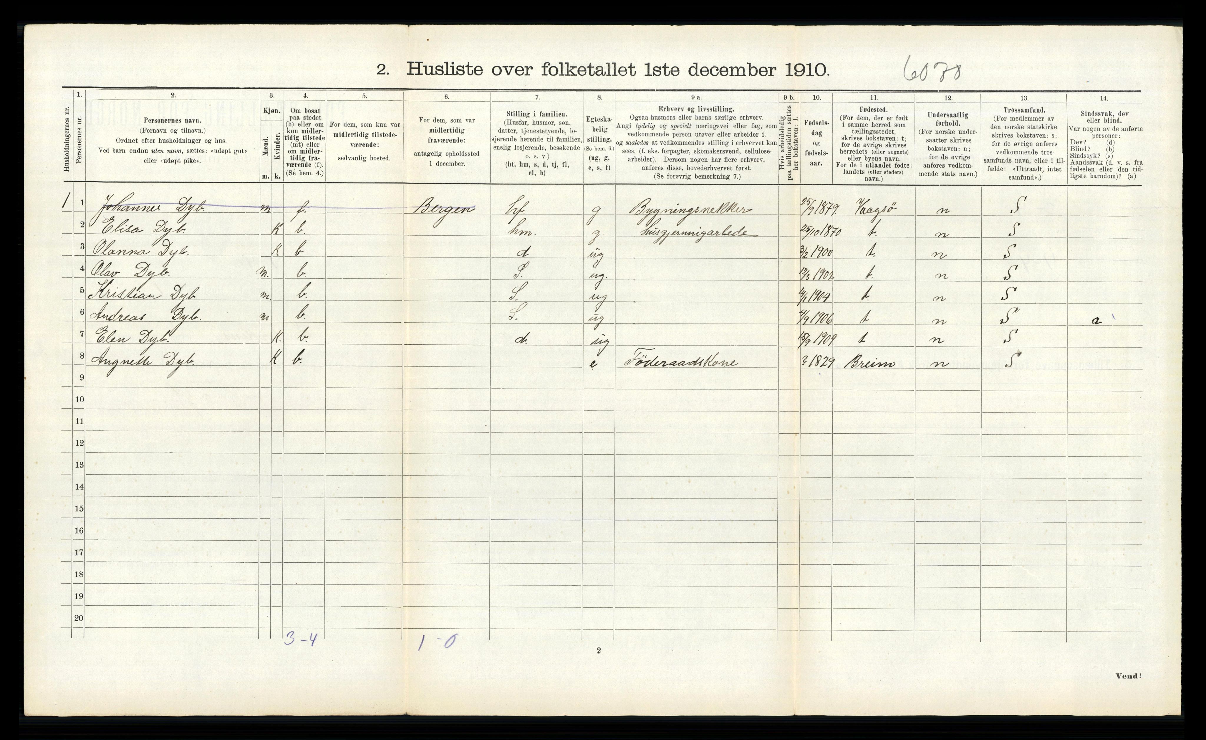 RA, 1910 census for Innvik, 1910, p. 1015
