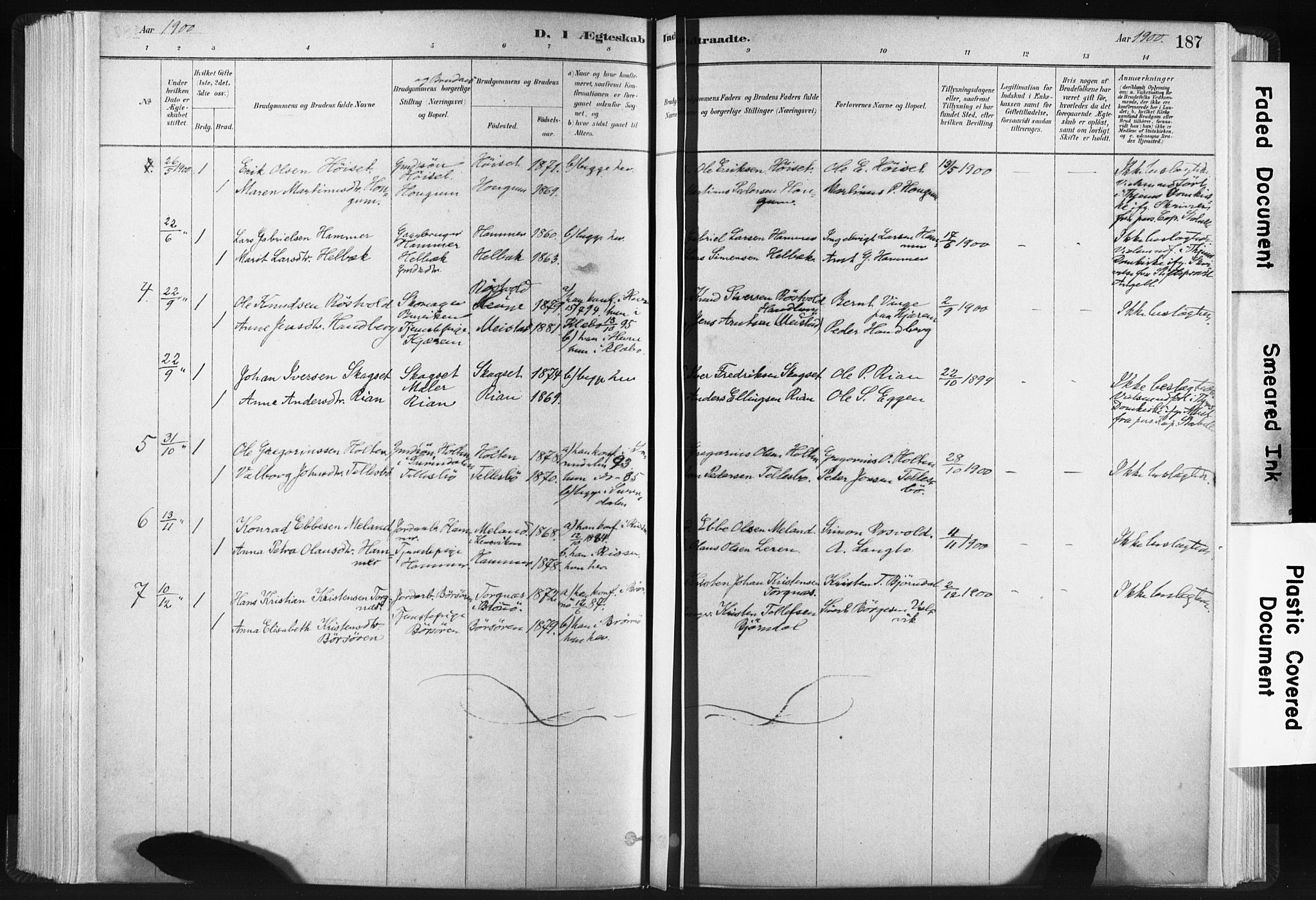 Ministerialprotokoller, klokkerbøker og fødselsregistre - Sør-Trøndelag, SAT/A-1456/665/L0773: Parish register (official) no. 665A08, 1879-1905, p. 187