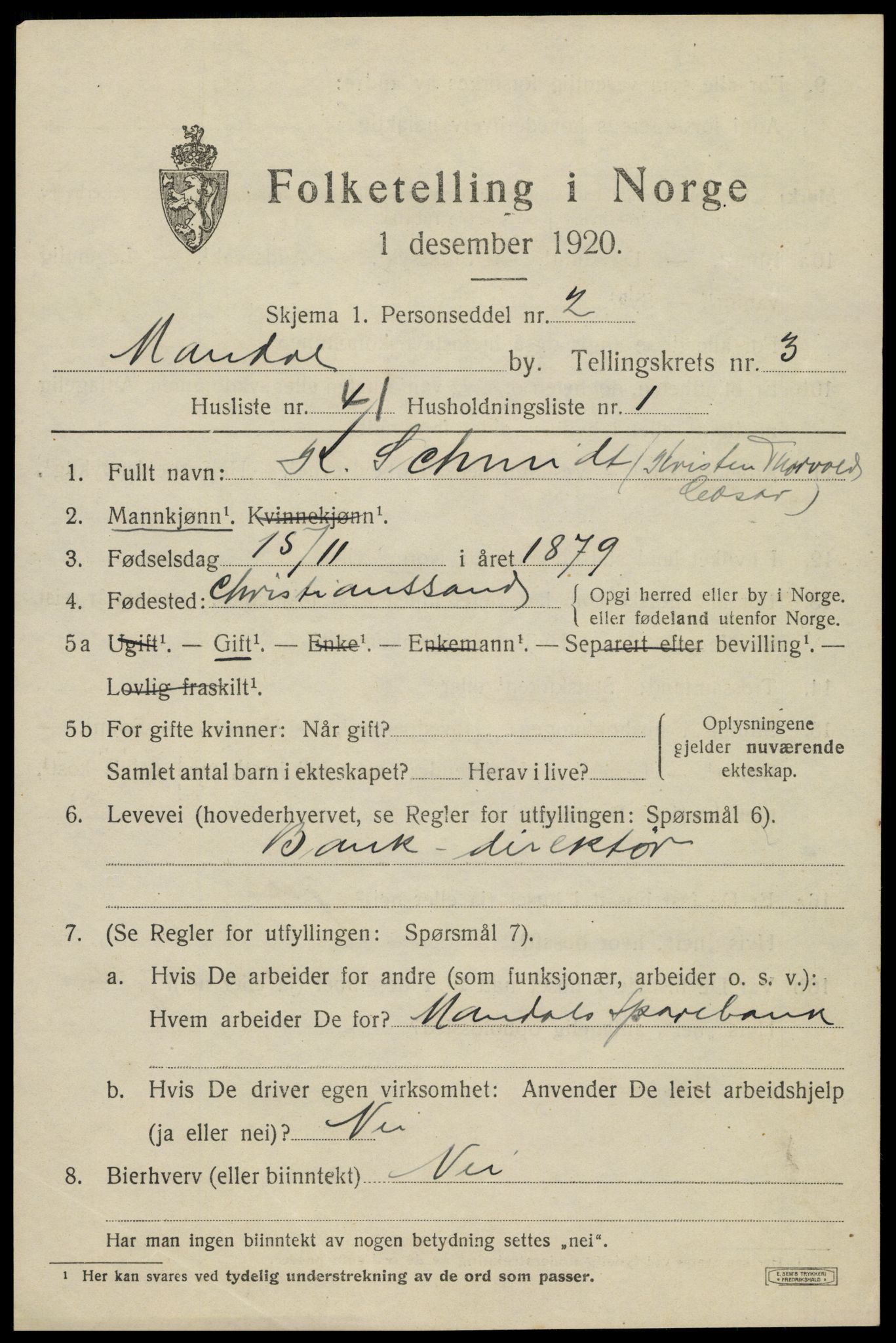 SAK, 1920 census for Mandal, 1920, p. 5871