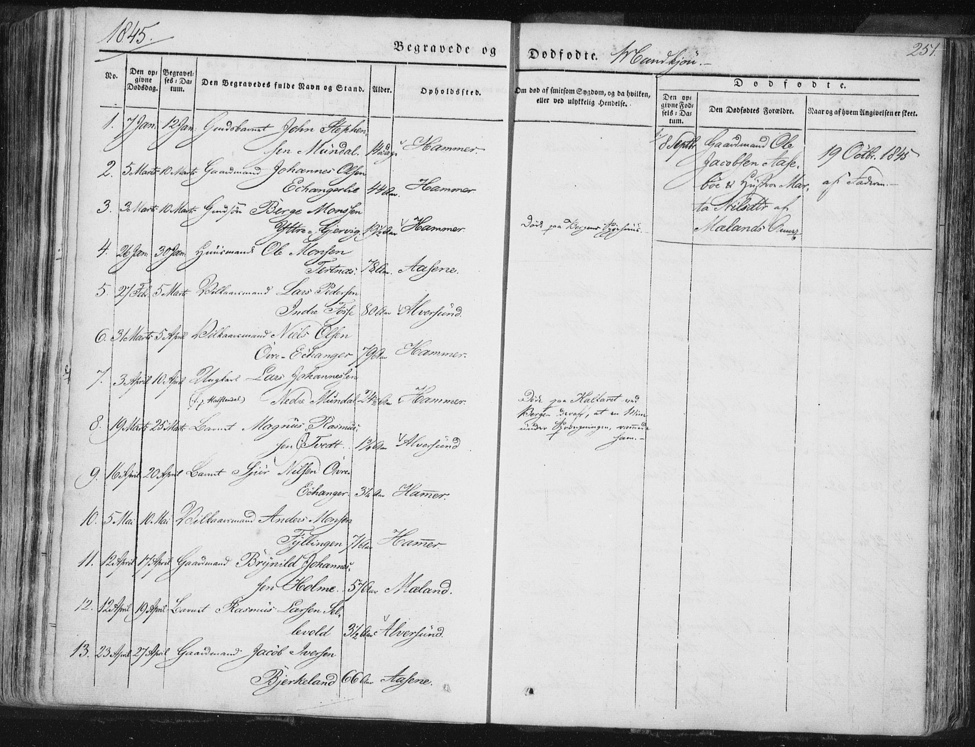 Hamre sokneprestembete, SAB/A-75501/H/Ha/Haa/Haaa/L0012: Parish register (official) no. A 12, 1834-1845, p. 251