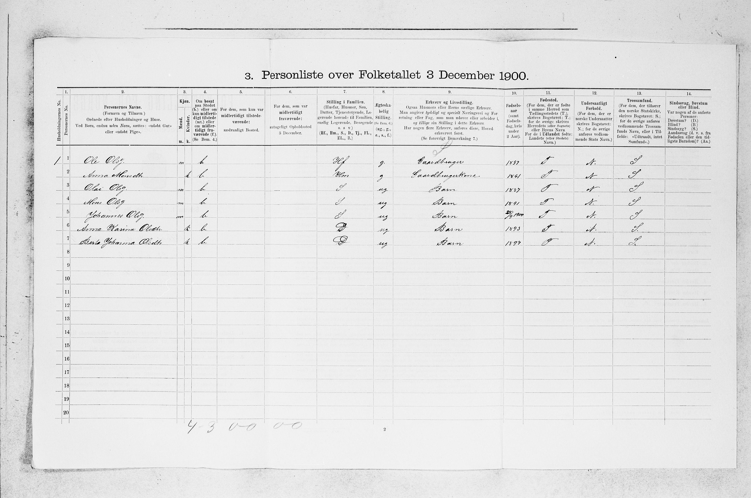 SAB, 1900 census for Haus, 1900, p. 564