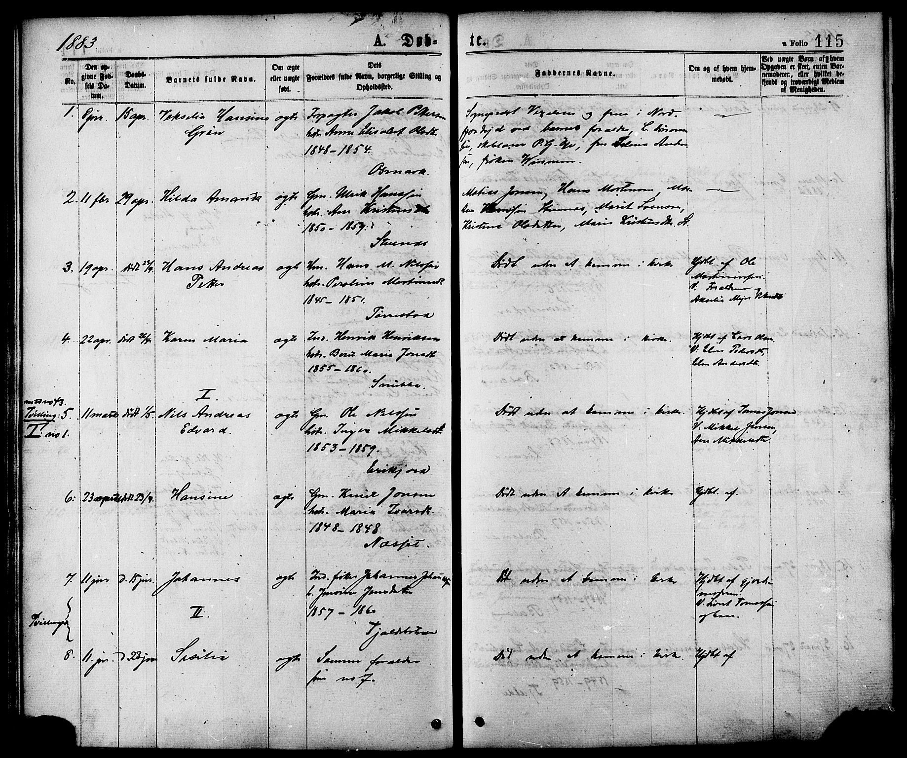Ministerialprotokoller, klokkerbøker og fødselsregistre - Nordland, AV/SAT-A-1459/863/L0897: Parish register (official) no. 863A09, 1872-1886, p. 115