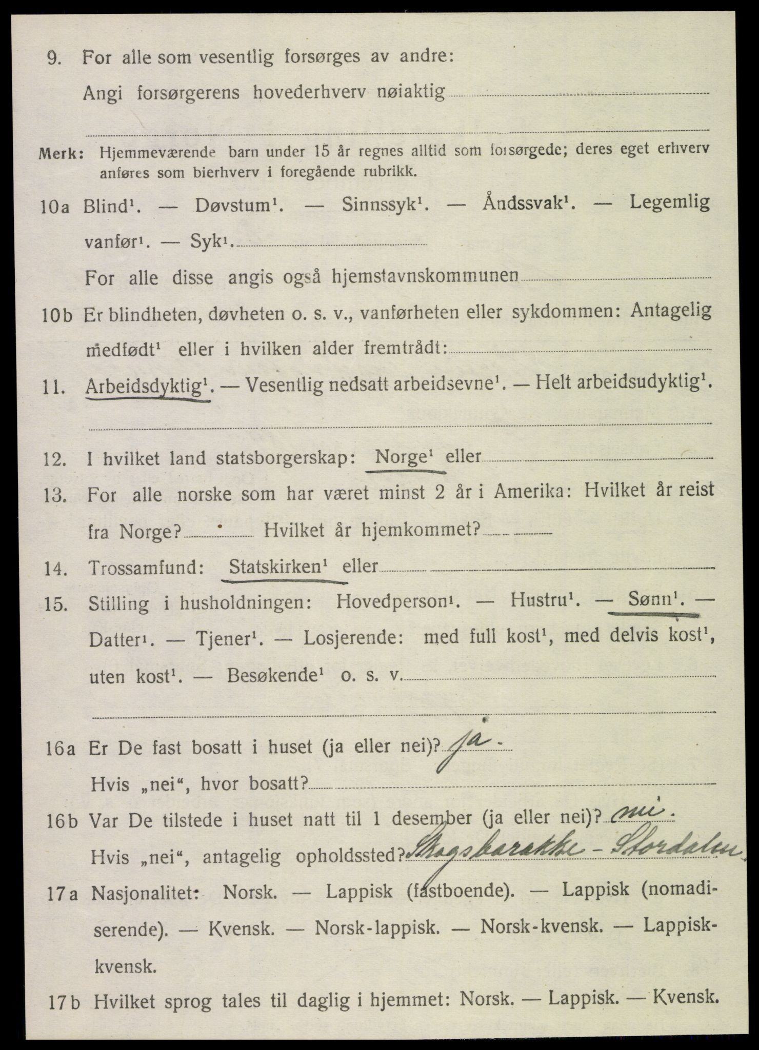 SAT, 1920 census for Meråker, 1920, p. 4027