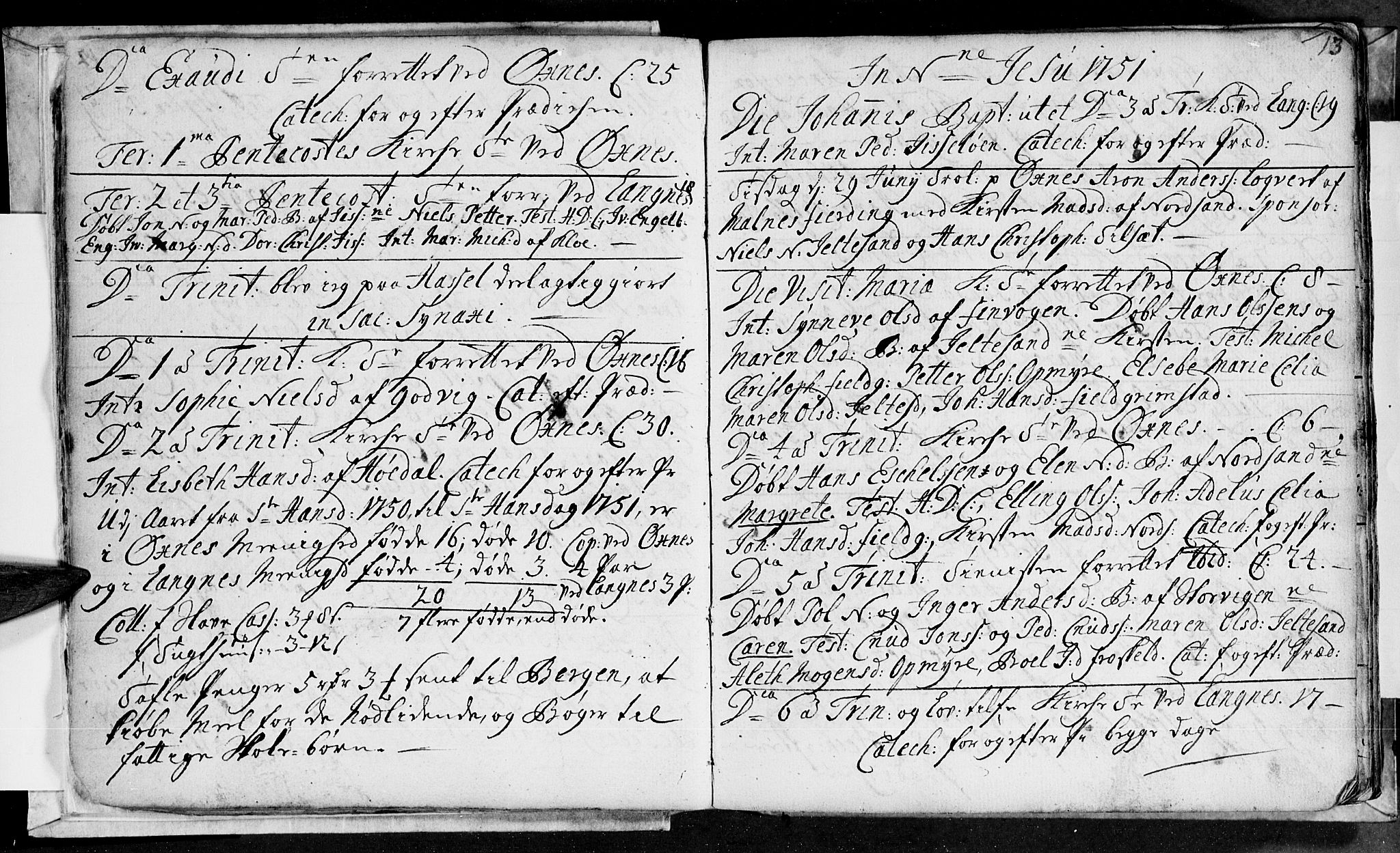 Ministerialprotokoller, klokkerbøker og fødselsregistre - Nordland, AV/SAT-A-1459/893/L1329: Parish register (official) no. 893A02, 1749-1791, p. 13