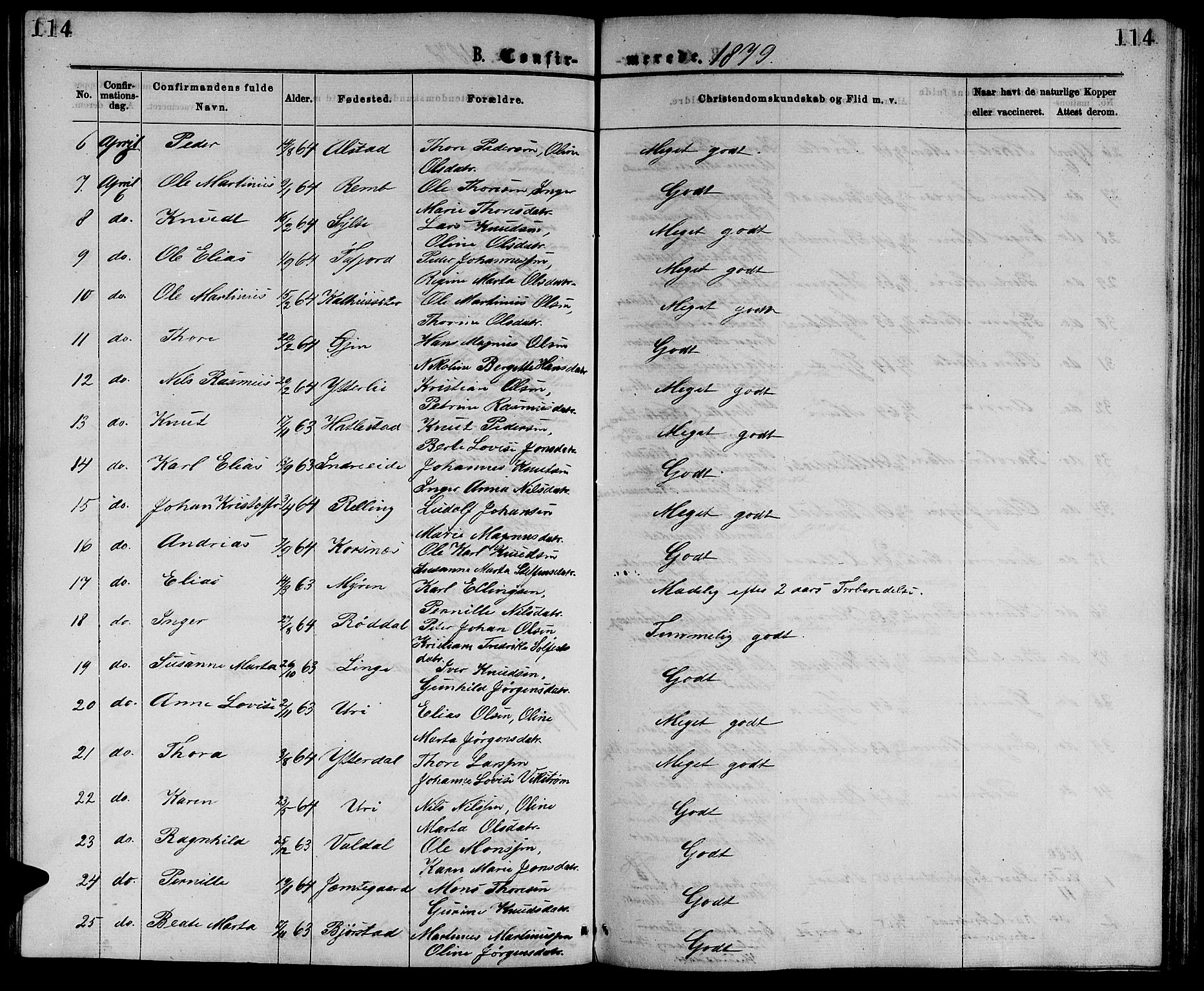 Ministerialprotokoller, klokkerbøker og fødselsregistre - Møre og Romsdal, SAT/A-1454/519/L0262: Parish register (copy) no. 519C03, 1866-1884, p. 114