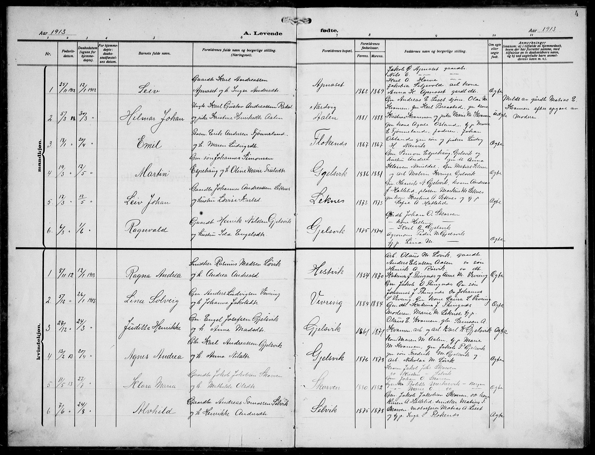 Førde sokneprestembete, SAB/A-79901/H/Hab/Habe/L0002: Parish register (copy) no. E 2, 1913-1940, p. 4