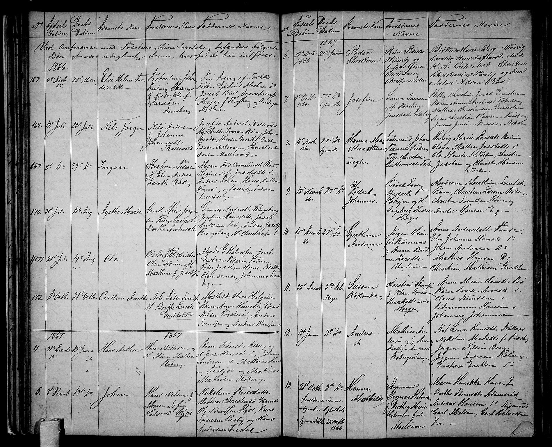 Sem kirkebøker, AV/SAKO-A-5/G/Ga/L0004: Parish register (copy) no. I 4, 1855-1877