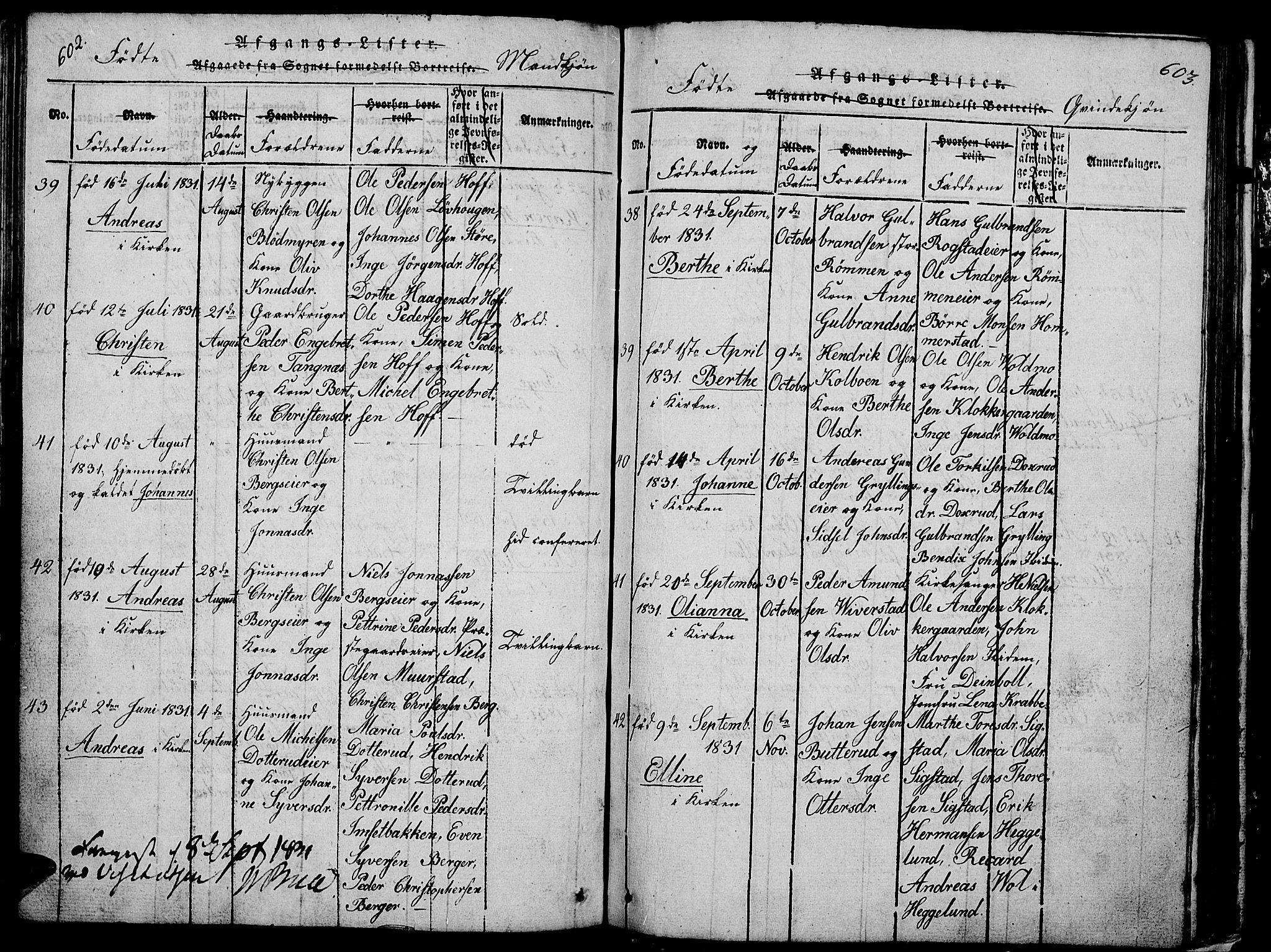 Løten prestekontor, AV/SAH-PREST-022/L/La/L0001: Parish register (copy) no. 1, 1812-1832, p. 602-603