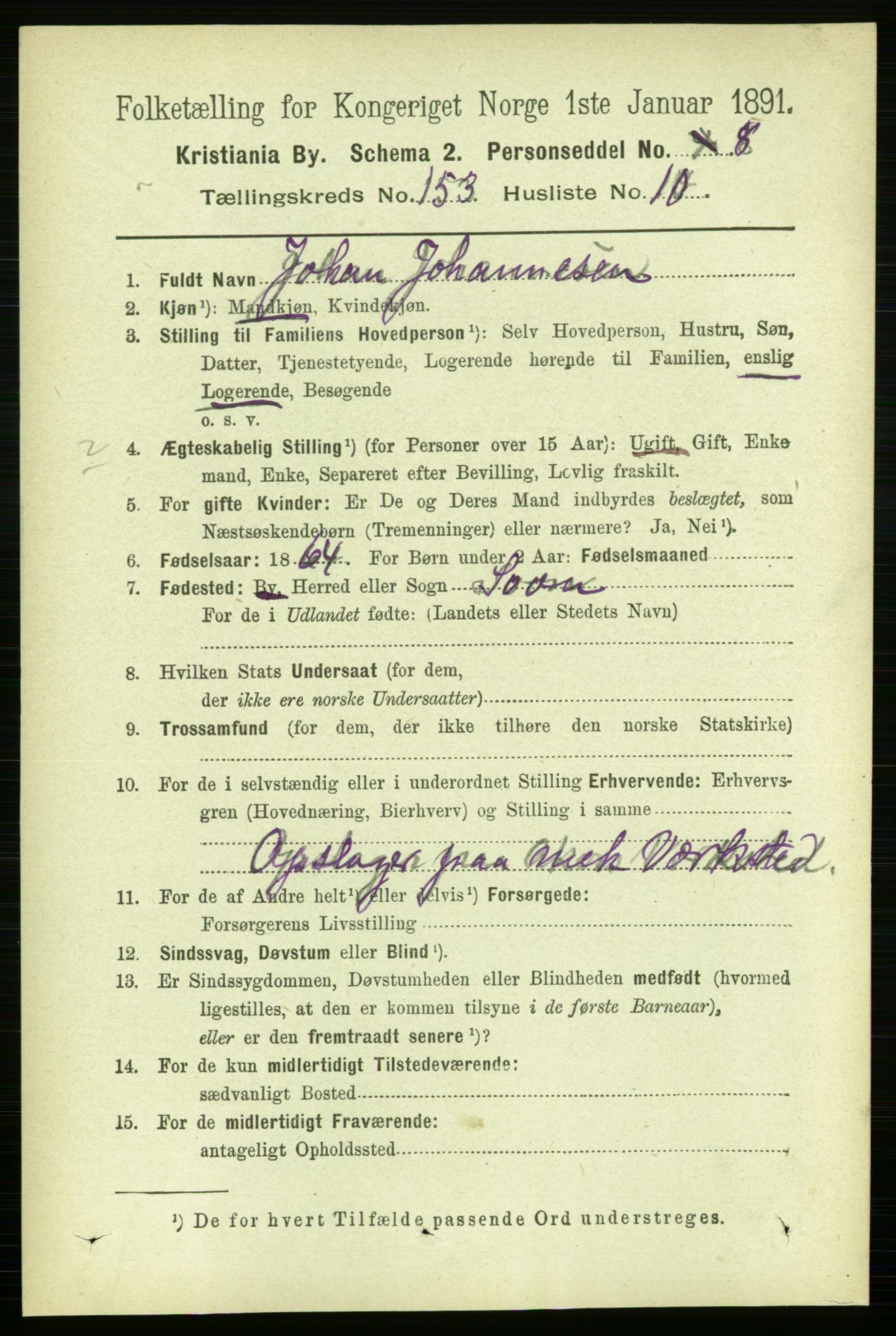 RA, 1891 census for 0301 Kristiania, 1891, p. 86420