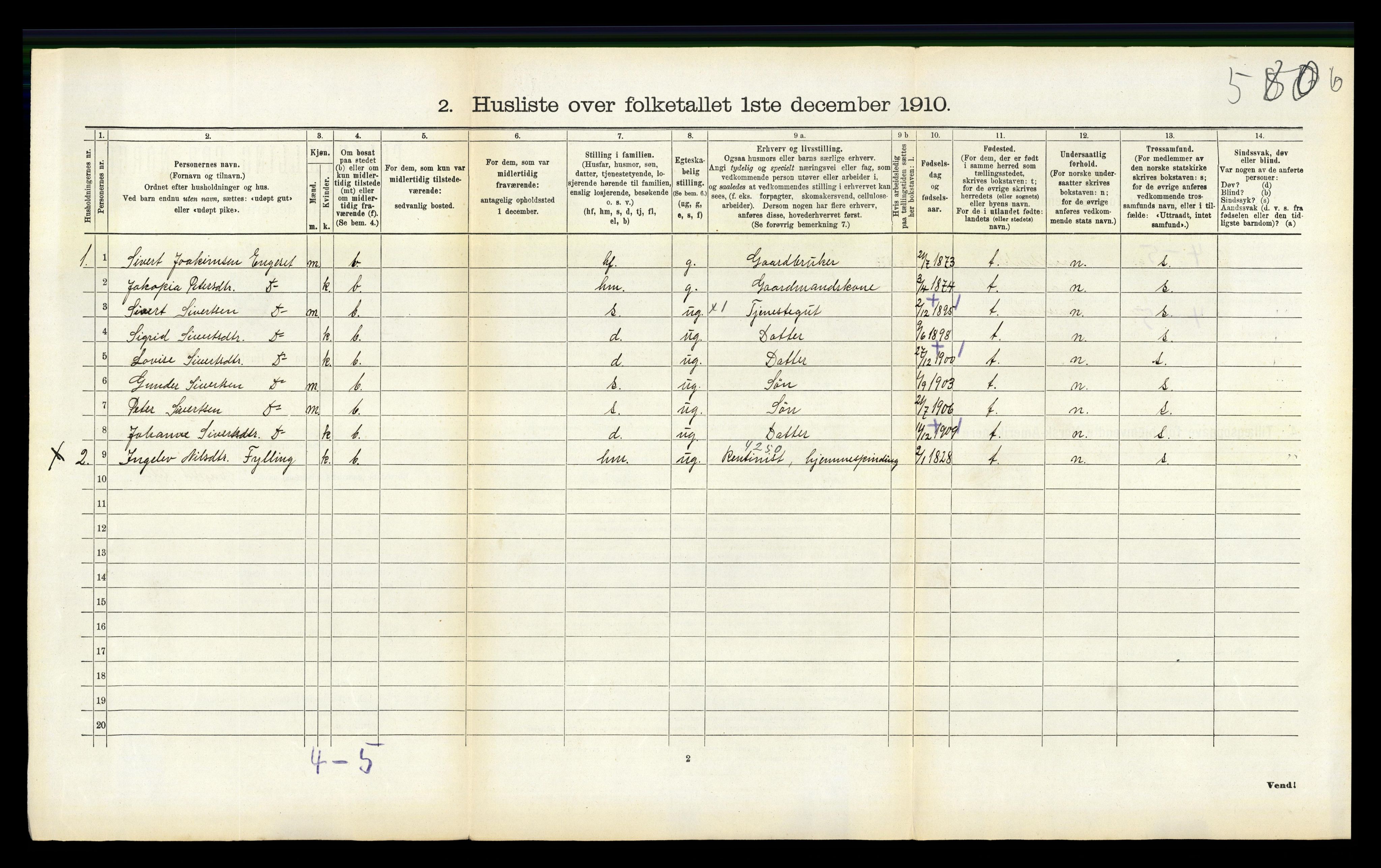 RA, 1910 census for Skodje, 1910, p. 328