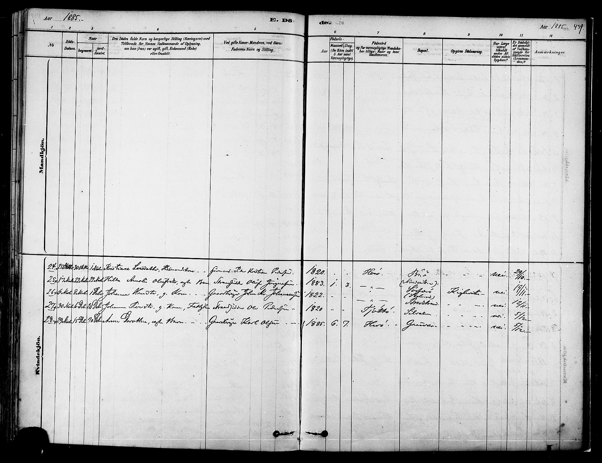 Ministerialprotokoller, klokkerbøker og fødselsregistre - Nordland, AV/SAT-A-1459/834/L0507: Parish register (official) no. 834A05, 1878-1892, p. 439