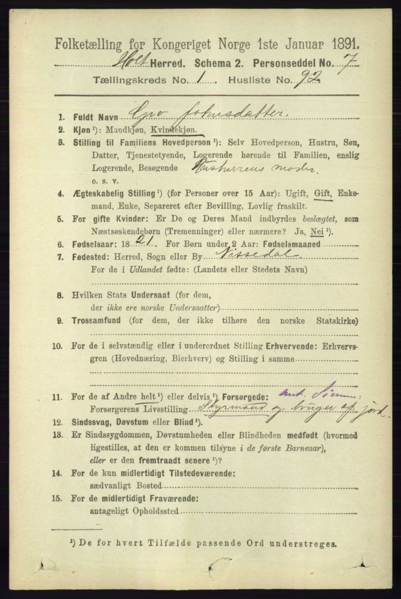 RA, 1891 census for 0914 Holt, 1891, p. 613