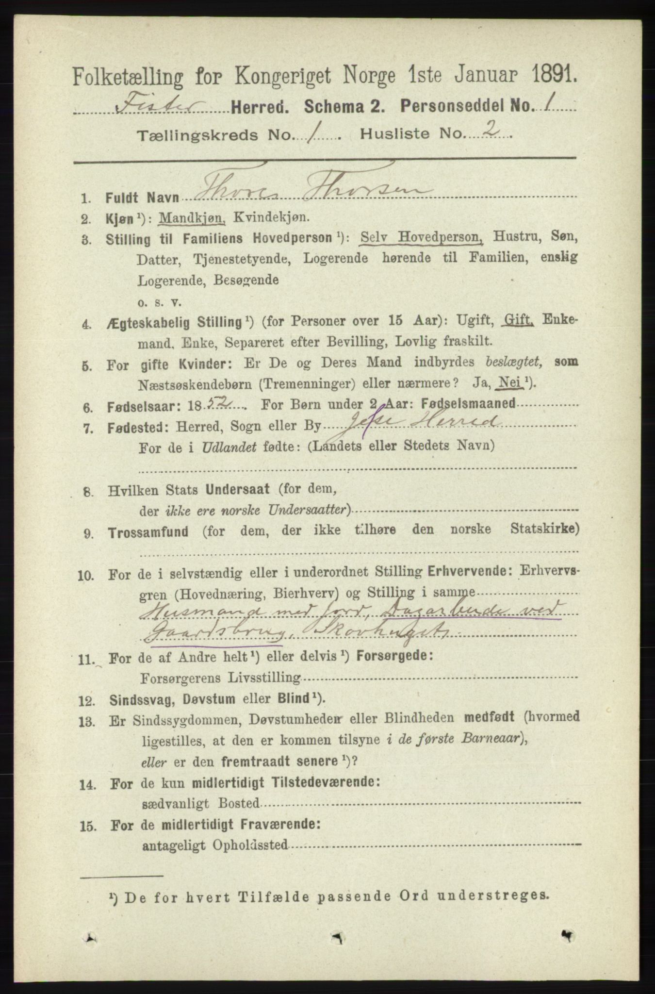 RA, 1891 census for 1132 Fister, 1891, p. 71