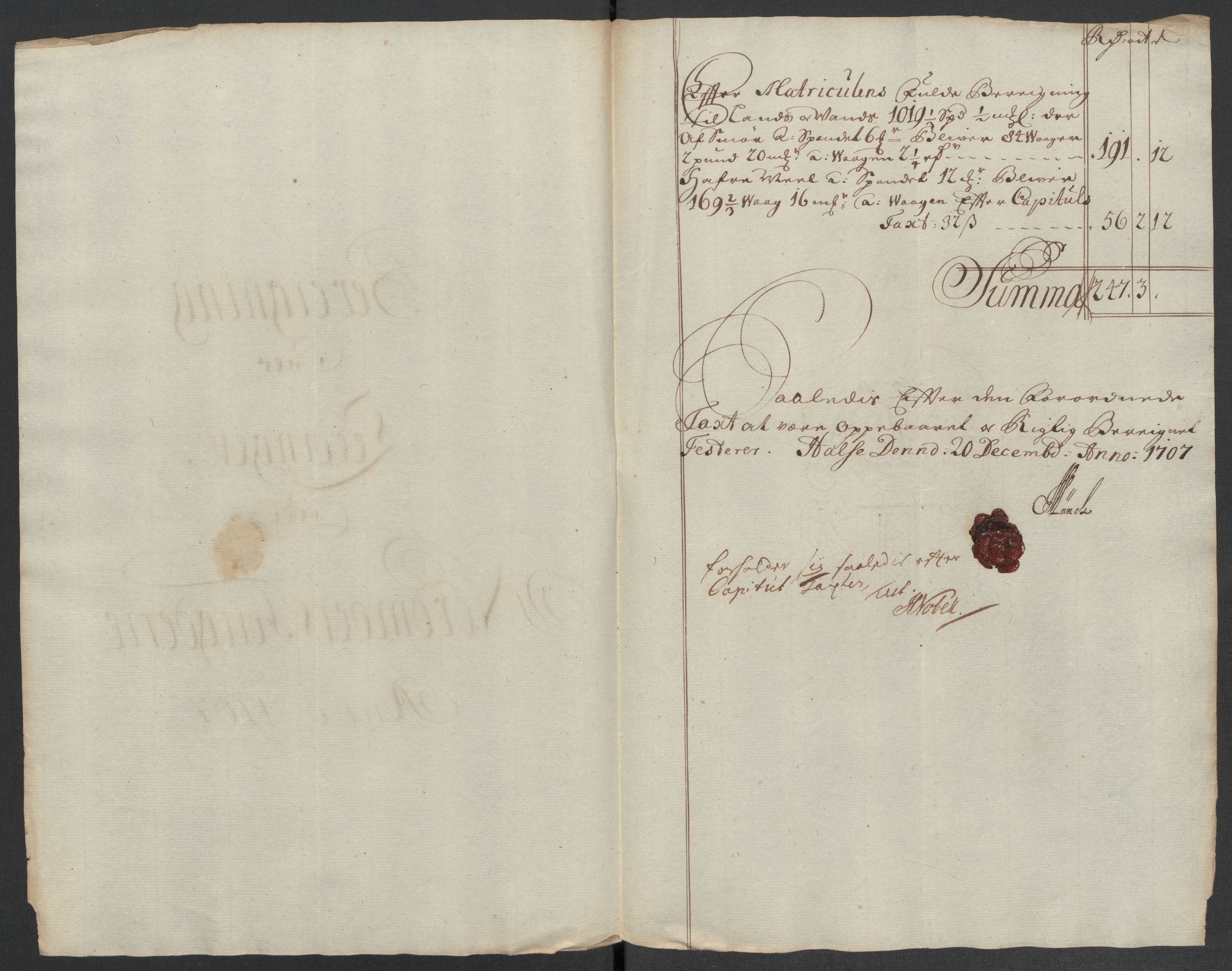 Rentekammeret inntil 1814, Reviderte regnskaper, Fogderegnskap, AV/RA-EA-4092/R56/L3742: Fogderegnskap Nordmøre, 1706-1707, p. 269