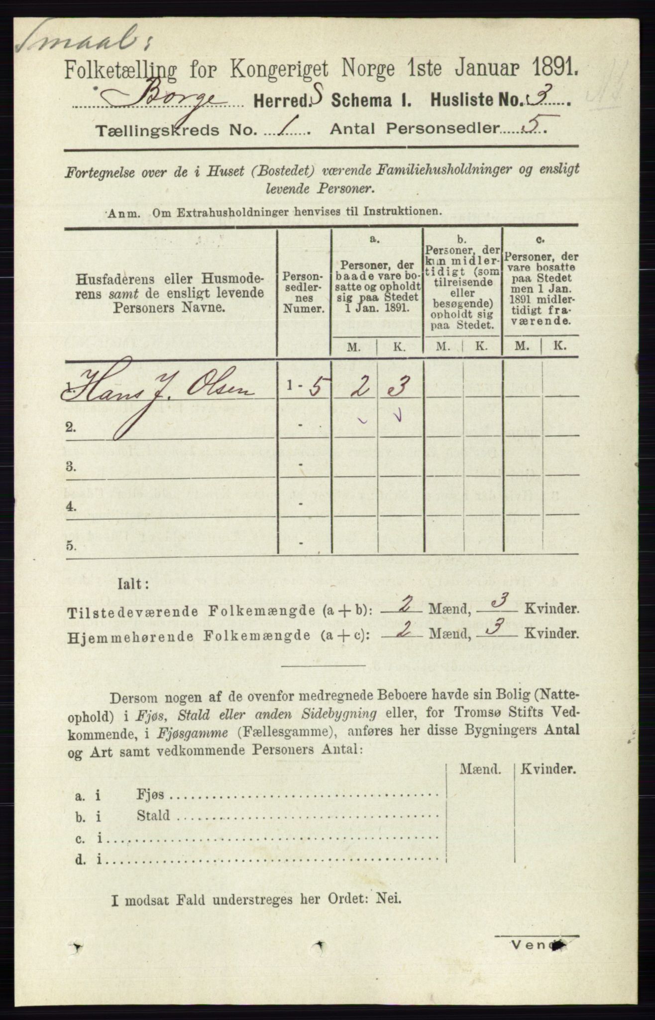 RA, 1891 census for 0113 Borge, 1891, p. 30