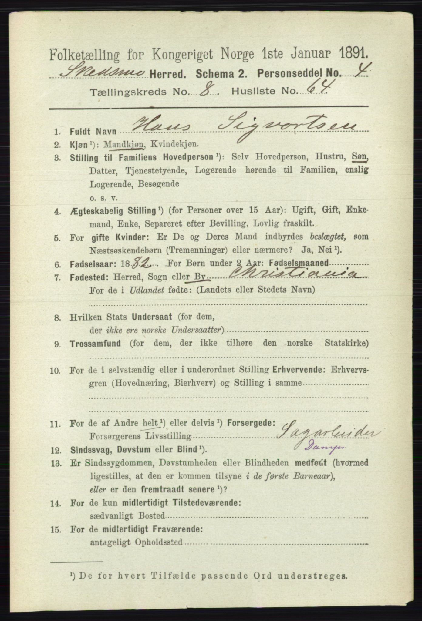 RA, 1891 census for 0231 Skedsmo, 1891, p. 4631