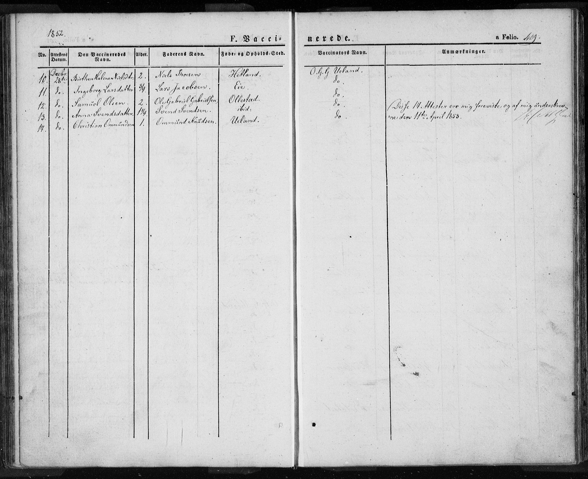 Lund sokneprestkontor, SAST/A-101809/S06/L0008: Parish register (official) no. A 7.2, 1833-1854, p. 409