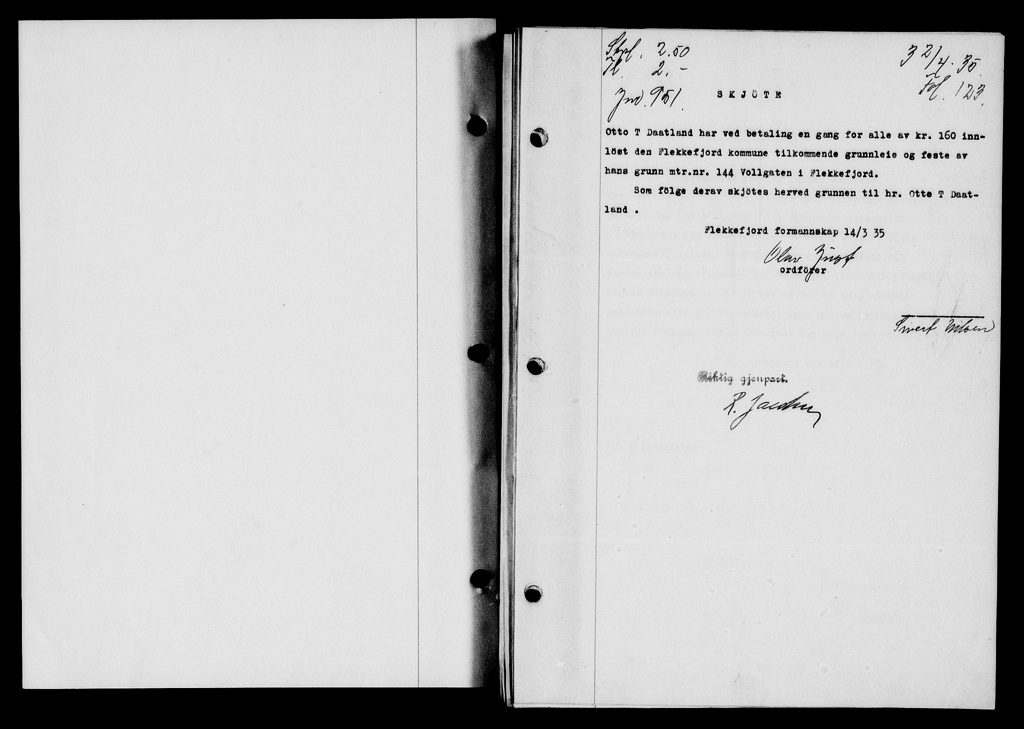 Flekkefjord sorenskriveri, SAK/1221-0001/G/Gb/Gba/L0052: Mortgage book no. 48, 1935-1936, Deed date: 02.04.1935