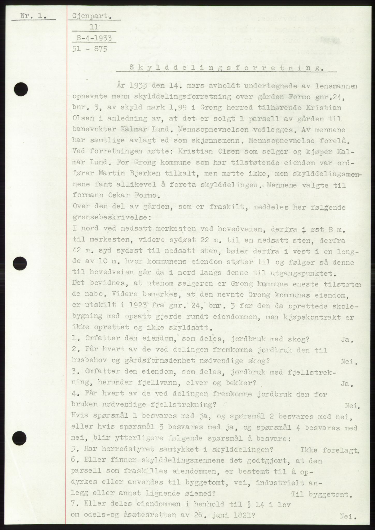 Namdal sorenskriveri, AV/SAT-A-4133/1/2/2C: Mortgage book no. -, 1931-1934, Deed date: 08.04.1933