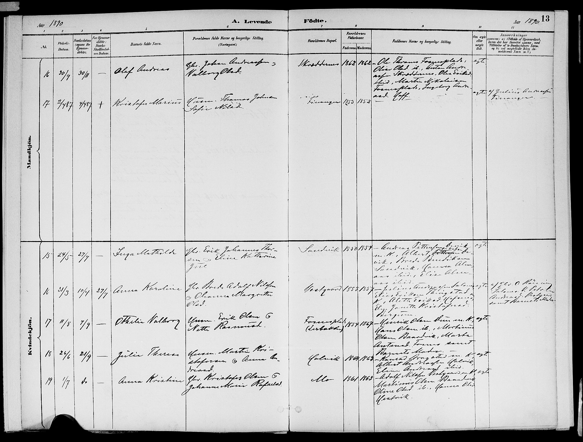 Ministerialprotokoller, klokkerbøker og fødselsregistre - Nord-Trøndelag, SAT/A-1458/773/L0617: Parish register (official) no. 773A08, 1887-1910, p. 13