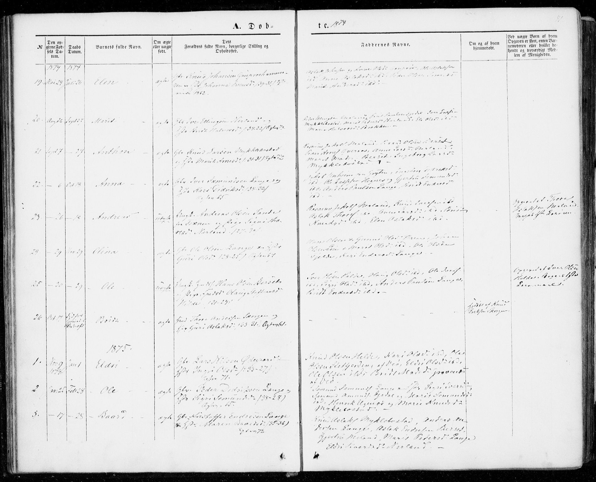 Ministerialprotokoller, klokkerbøker og fødselsregistre - Møre og Romsdal, AV/SAT-A-1454/554/L0643: Parish register (official) no. 554A01, 1846-1879, p. 41