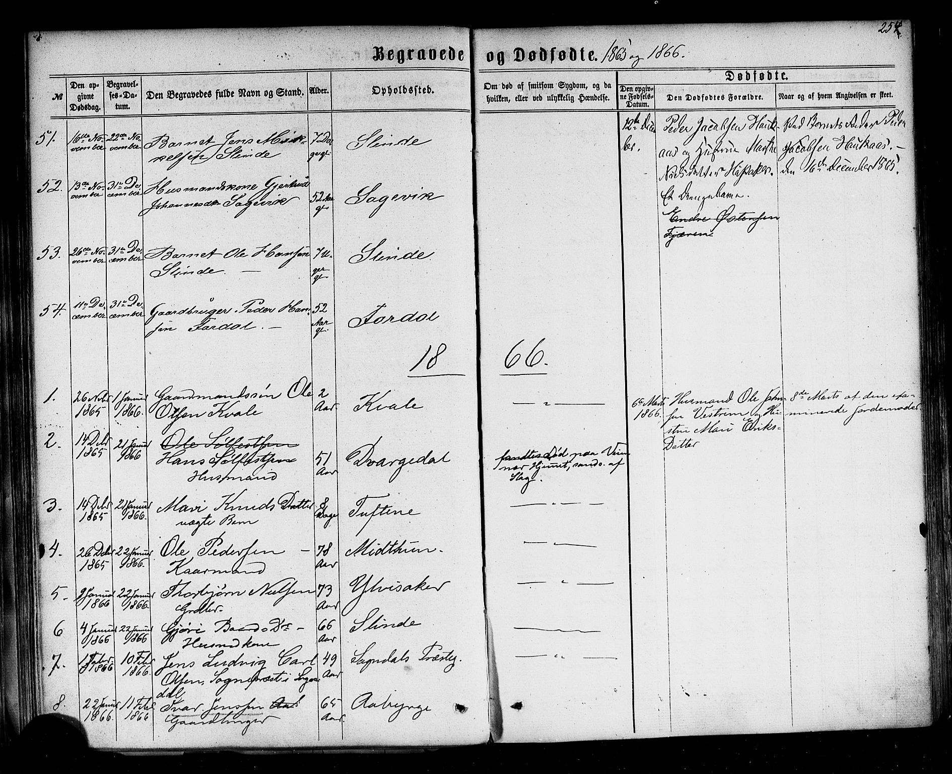 Sogndal sokneprestembete, SAB/A-81301/H/Haa/Haaa/L0013: Parish register (official) no. A 13, 1859-1877, p. 254