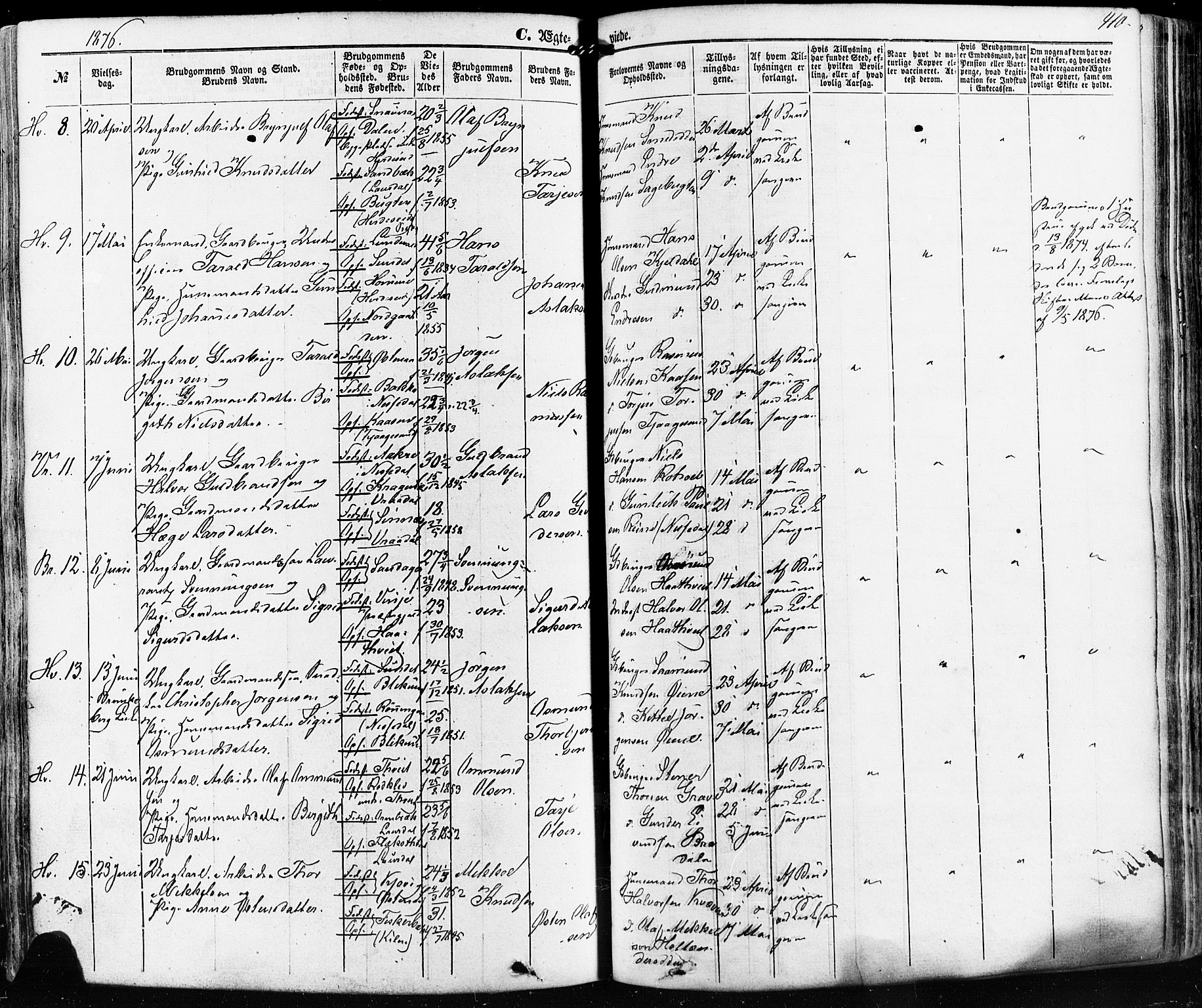 Kviteseid kirkebøker, SAKO/A-276/F/Fa/L0007: Parish register (official) no. I 7, 1859-1881, p. 410