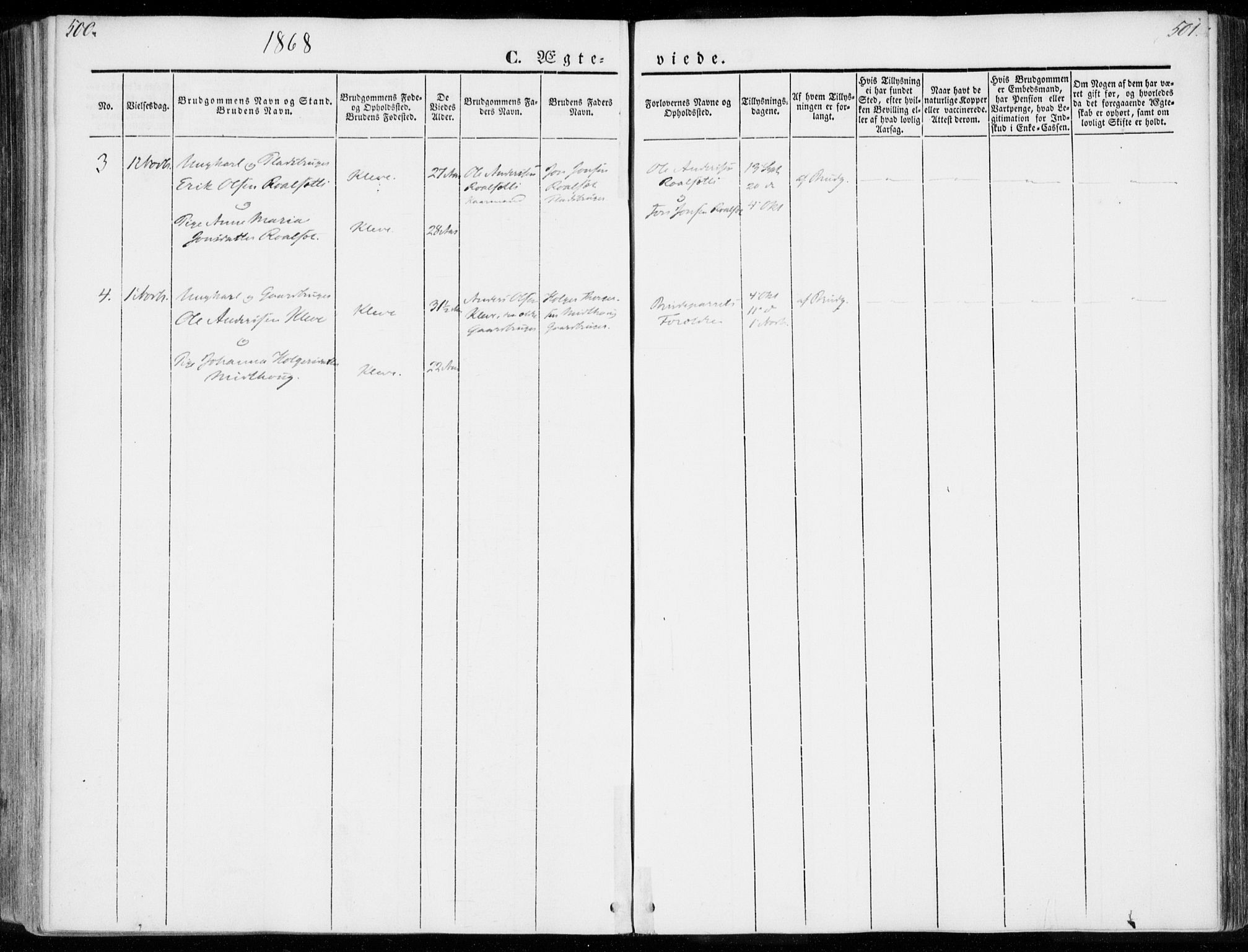 Ministerialprotokoller, klokkerbøker og fødselsregistre - Møre og Romsdal, SAT/A-1454/557/L0680: Parish register (official) no. 557A02, 1843-1869, p. 500-501
