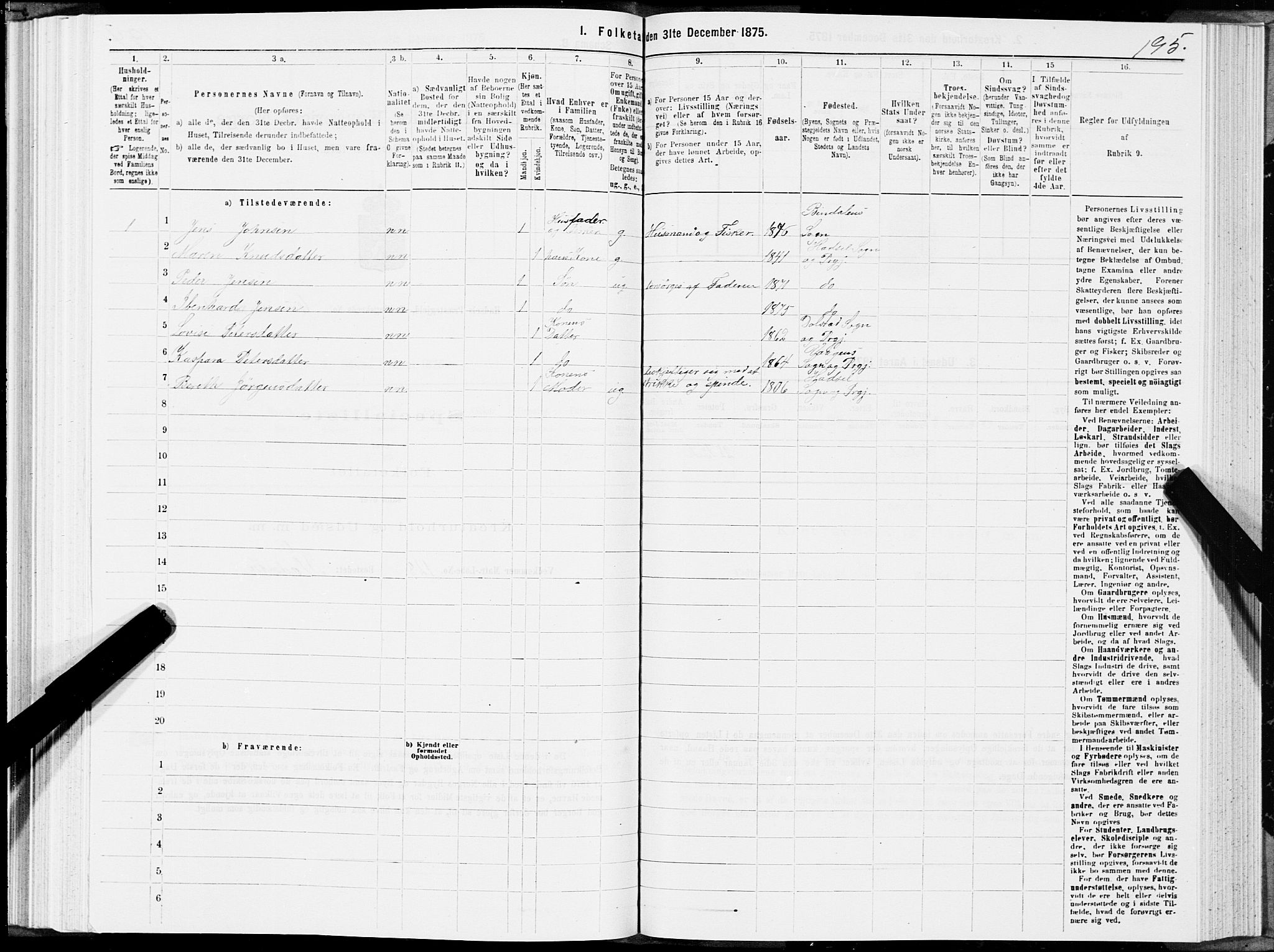 SAT, 1875 census for 1866P Hadsel, 1875, p. 3195