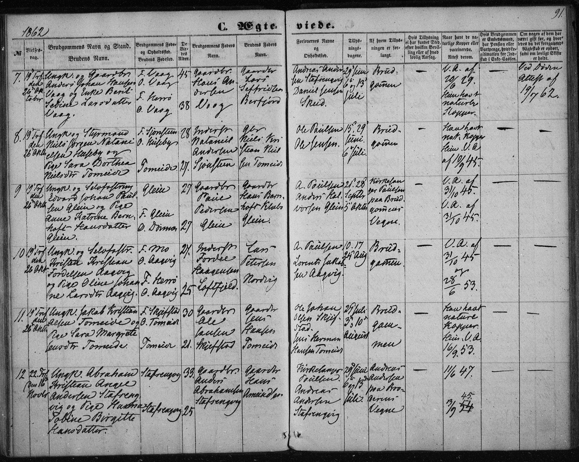 Ministerialprotokoller, klokkerbøker og fødselsregistre - Nordland, AV/SAT-A-1459/835/L0523: Parish register (official) no. 835A01, 1855-1865, p. 91