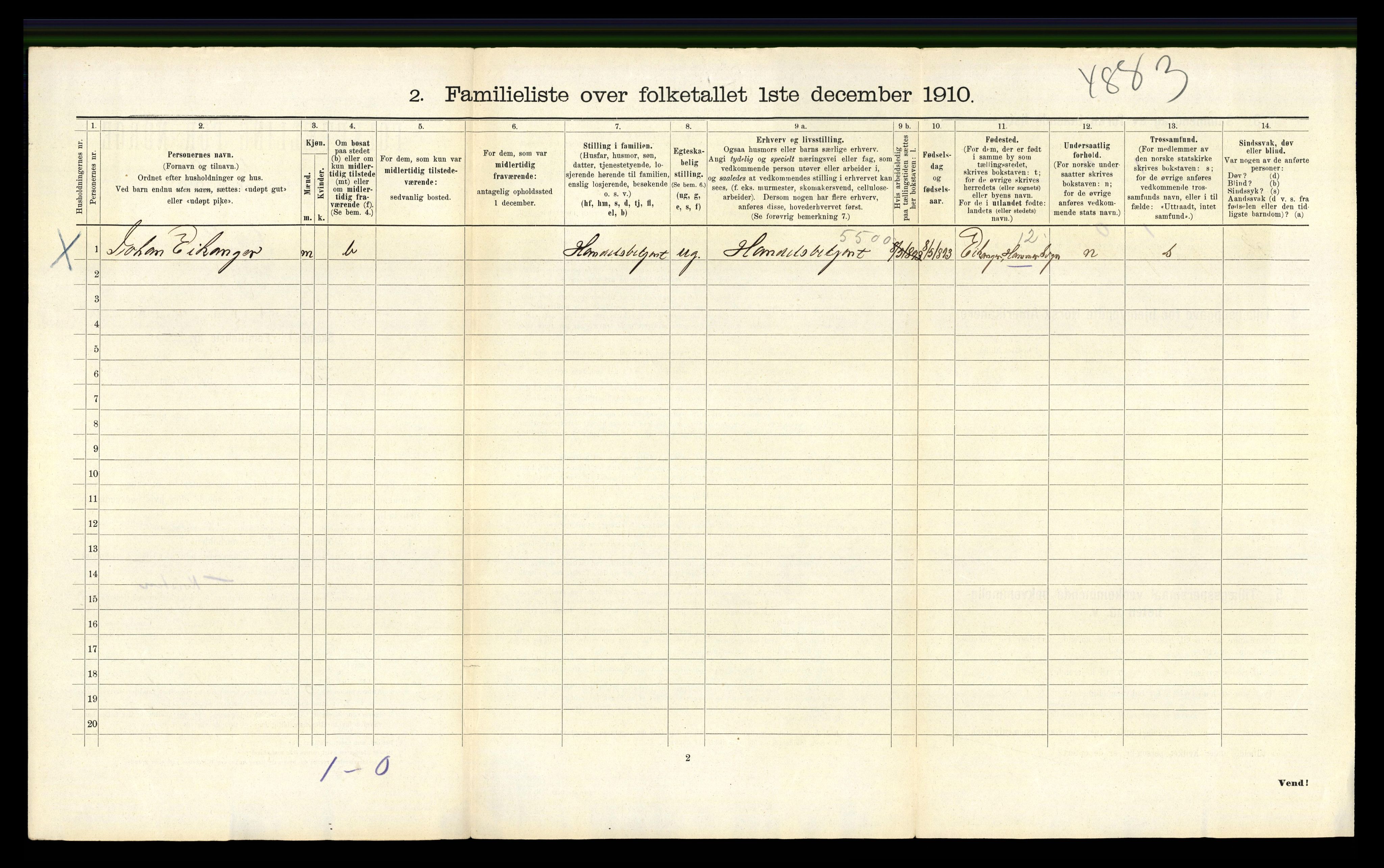 RA, 1910 census for Bergen, 1910, p. 6056