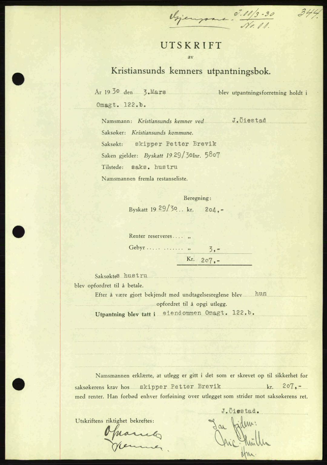 Kristiansund byfogd, AV/SAT-A-4587/A/27: Mortgage book no. 23, 1929-1930, Deed date: 11.03.1930