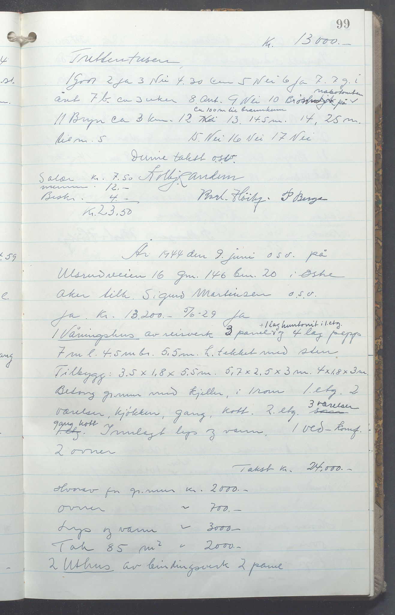 Lensmennene i Aker, OBA/A-10133/F/Fc/L0036: Branntakstprotokoll, 1944-1946, p. 99