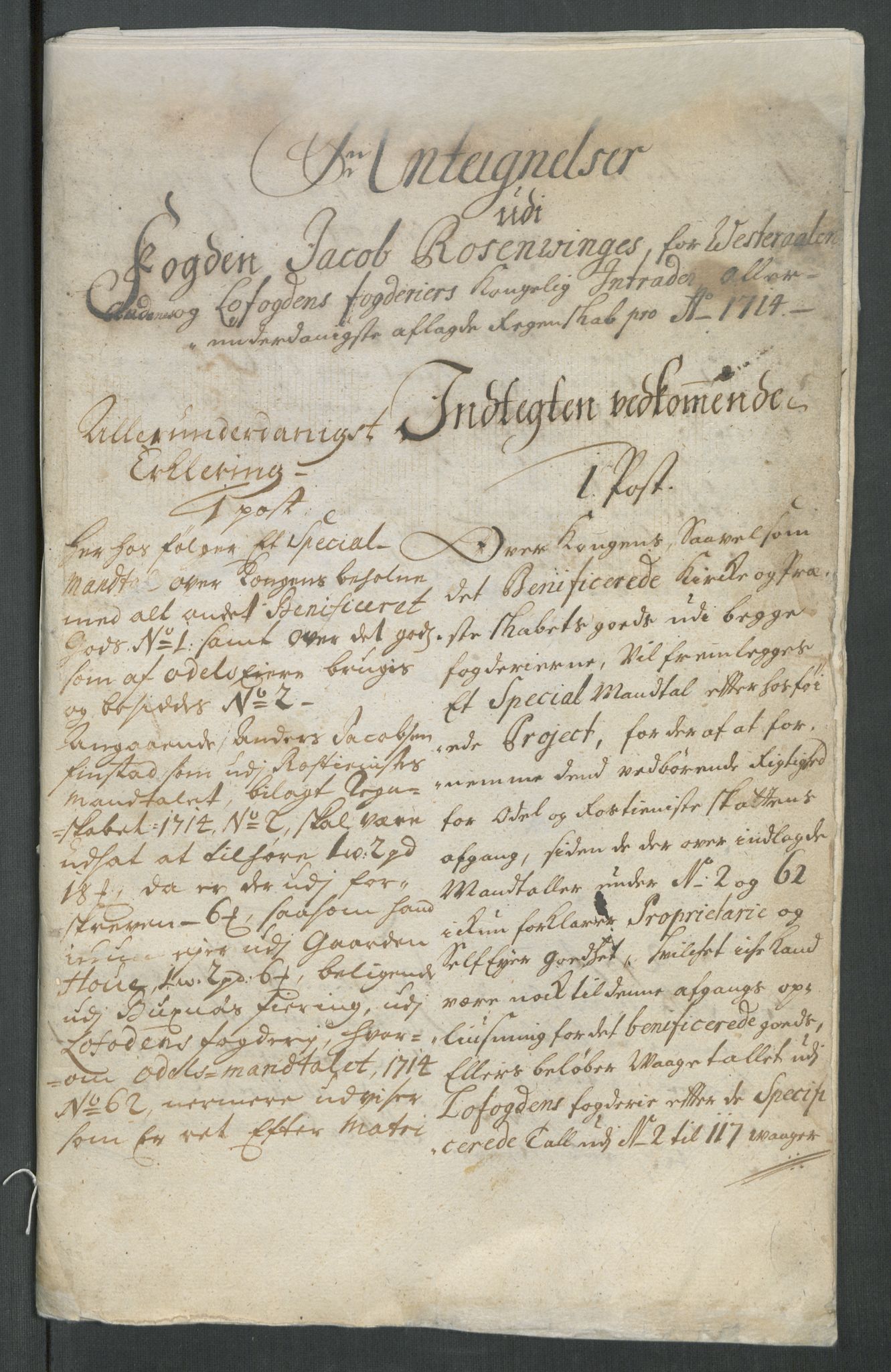 Rentekammeret inntil 1814, Reviderte regnskaper, Fogderegnskap, AV/RA-EA-4092/R67/L4680: Fogderegnskap Vesterålen, Andenes og Lofoten, 1714, p. 302