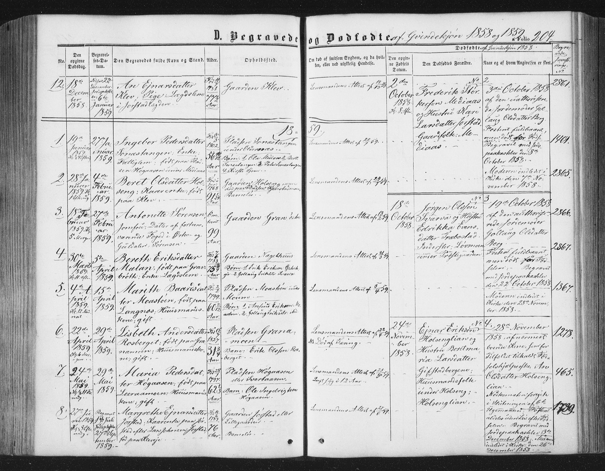 Ministerialprotokoller, klokkerbøker og fødselsregistre - Nord-Trøndelag, SAT/A-1458/749/L0472: Parish register (official) no. 749A06, 1857-1873, p. 204