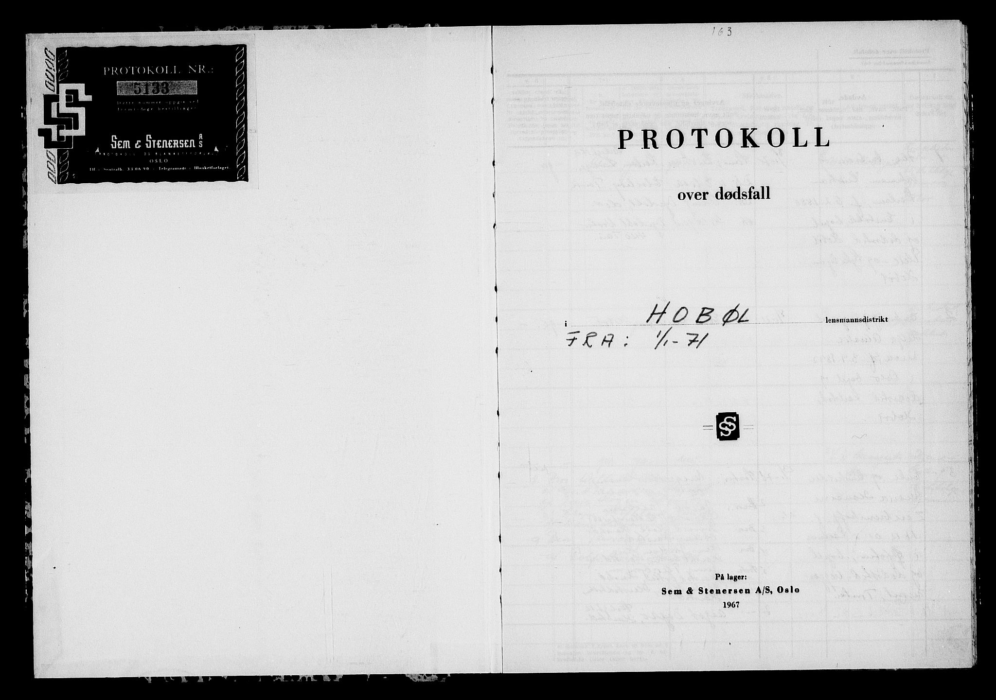 Hobøl lensmannskontor, AV/SAO-A-10002/H/Ha/Haa/L0006: Dødsfallsprotokoll, 1971-1973