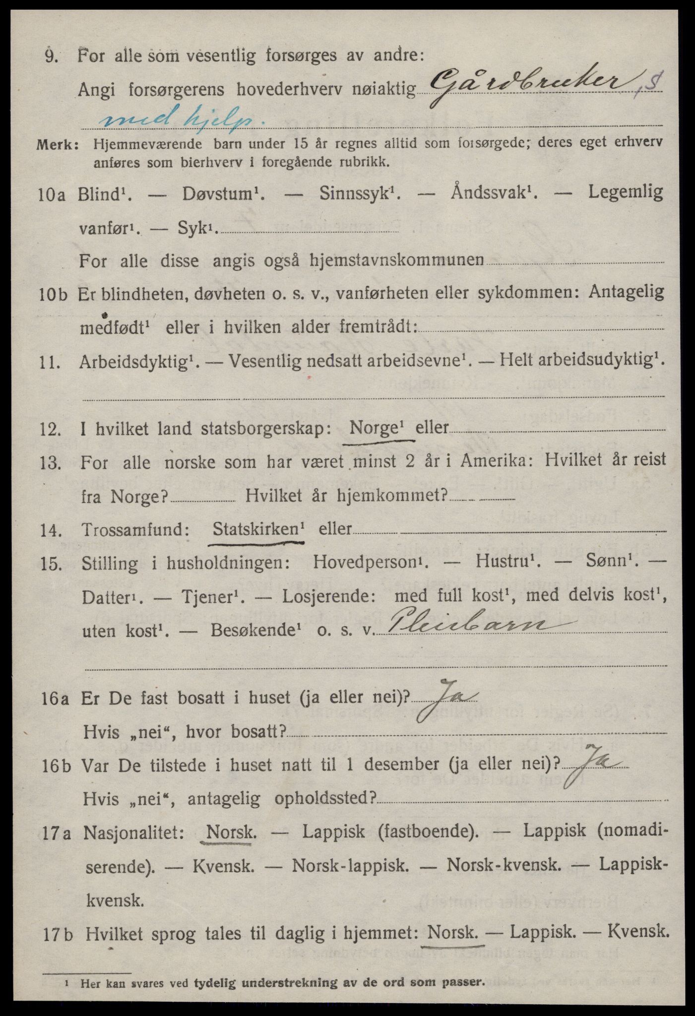 SAT, 1920 census for Stjørna, 1920, p. 4611