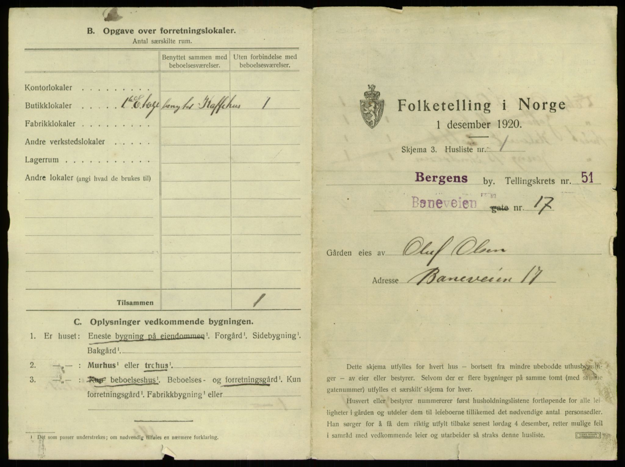 SAB, 1920 census for Bergen, 1920, p. 4690