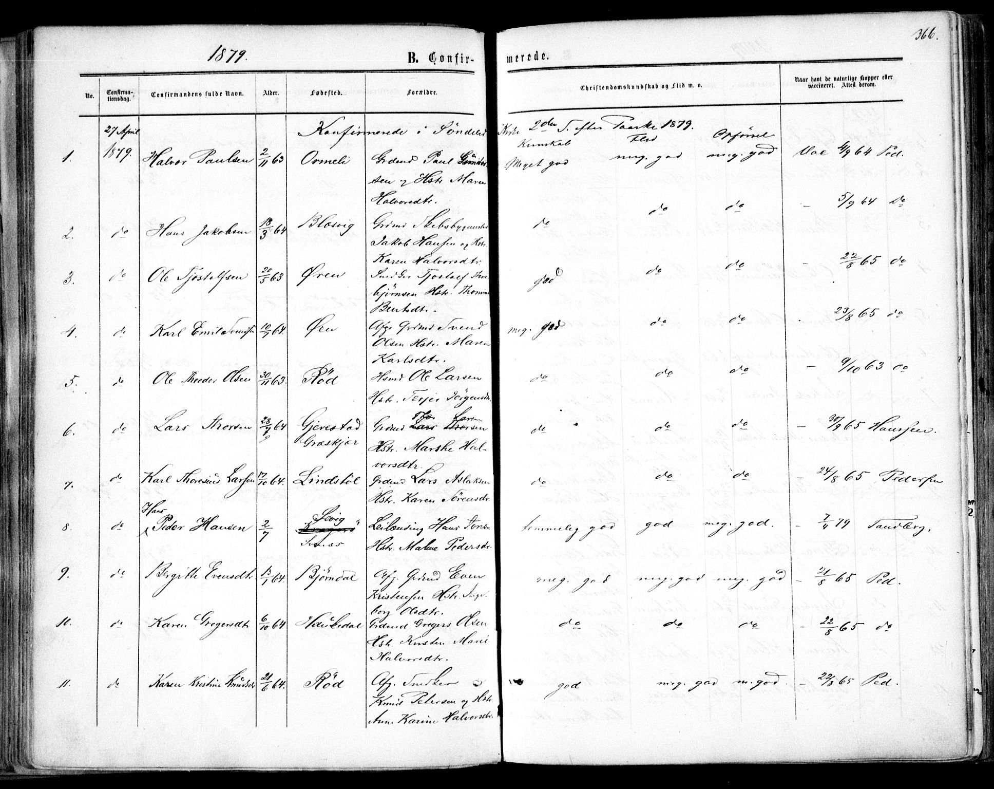 Søndeled sokneprestkontor, AV/SAK-1111-0038/F/Fa/L0003: Parish register (official) no. A 3, 1861-1879, p. 366