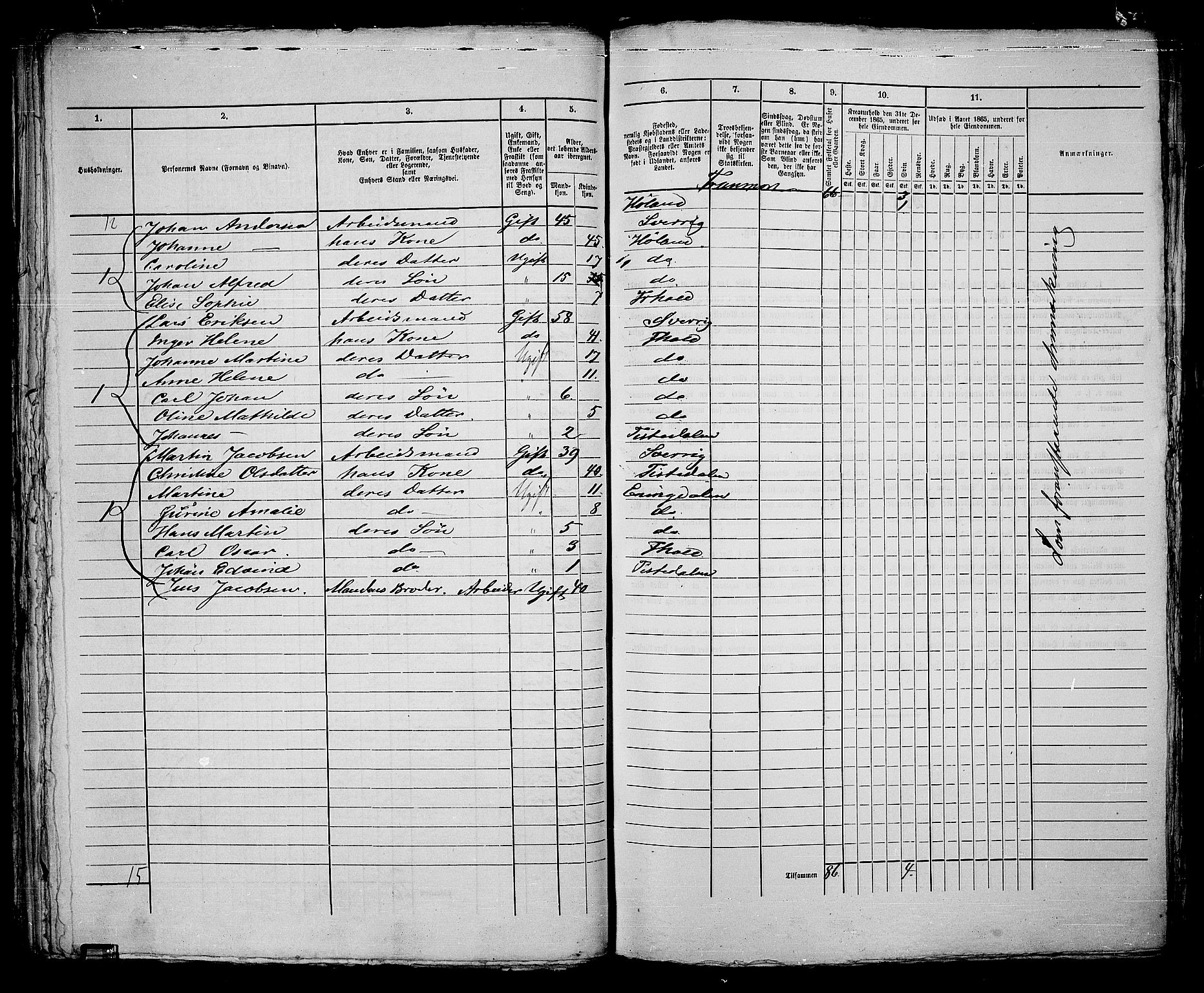 RA, 1865 census for Fredrikshald, 1865, p. 66