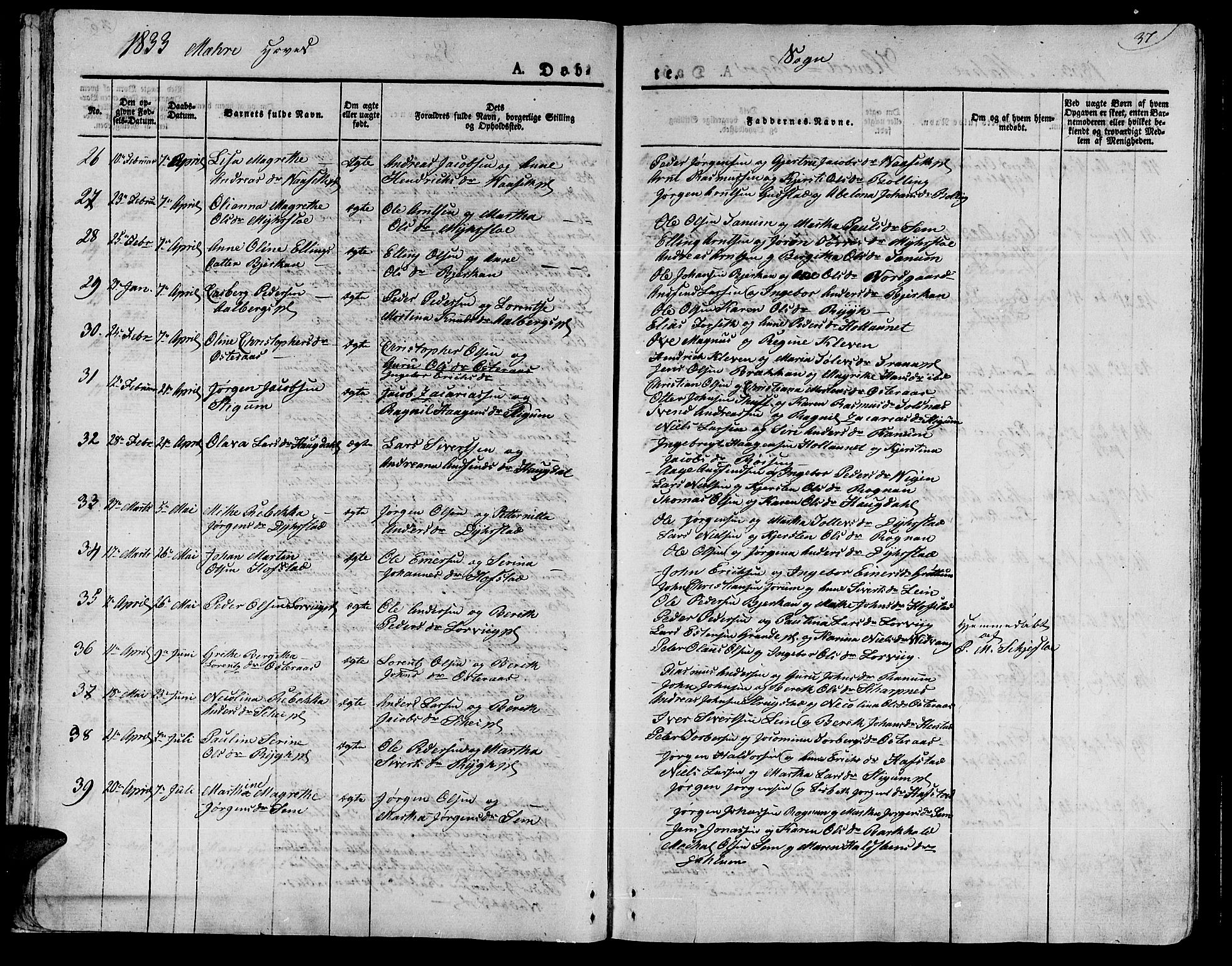 Ministerialprotokoller, klokkerbøker og fødselsregistre - Nord-Trøndelag, AV/SAT-A-1458/735/L0336: Parish register (official) no. 735A05 /1, 1825-1835, p. 37