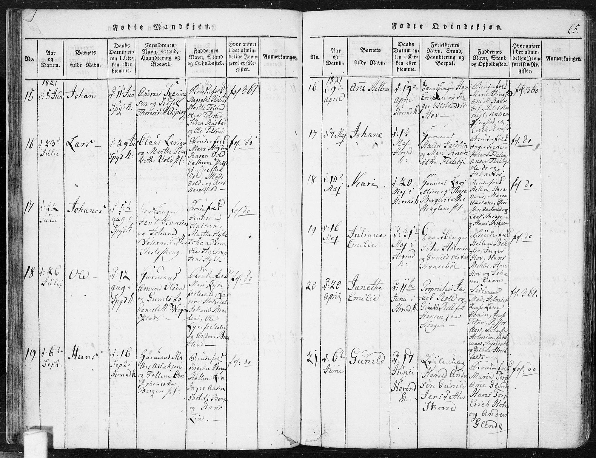 Spydeberg prestekontor Kirkebøker, AV/SAO-A-10924/F/Fa/L0004: Parish register (official) no. I 4, 1814-1841, p. 65