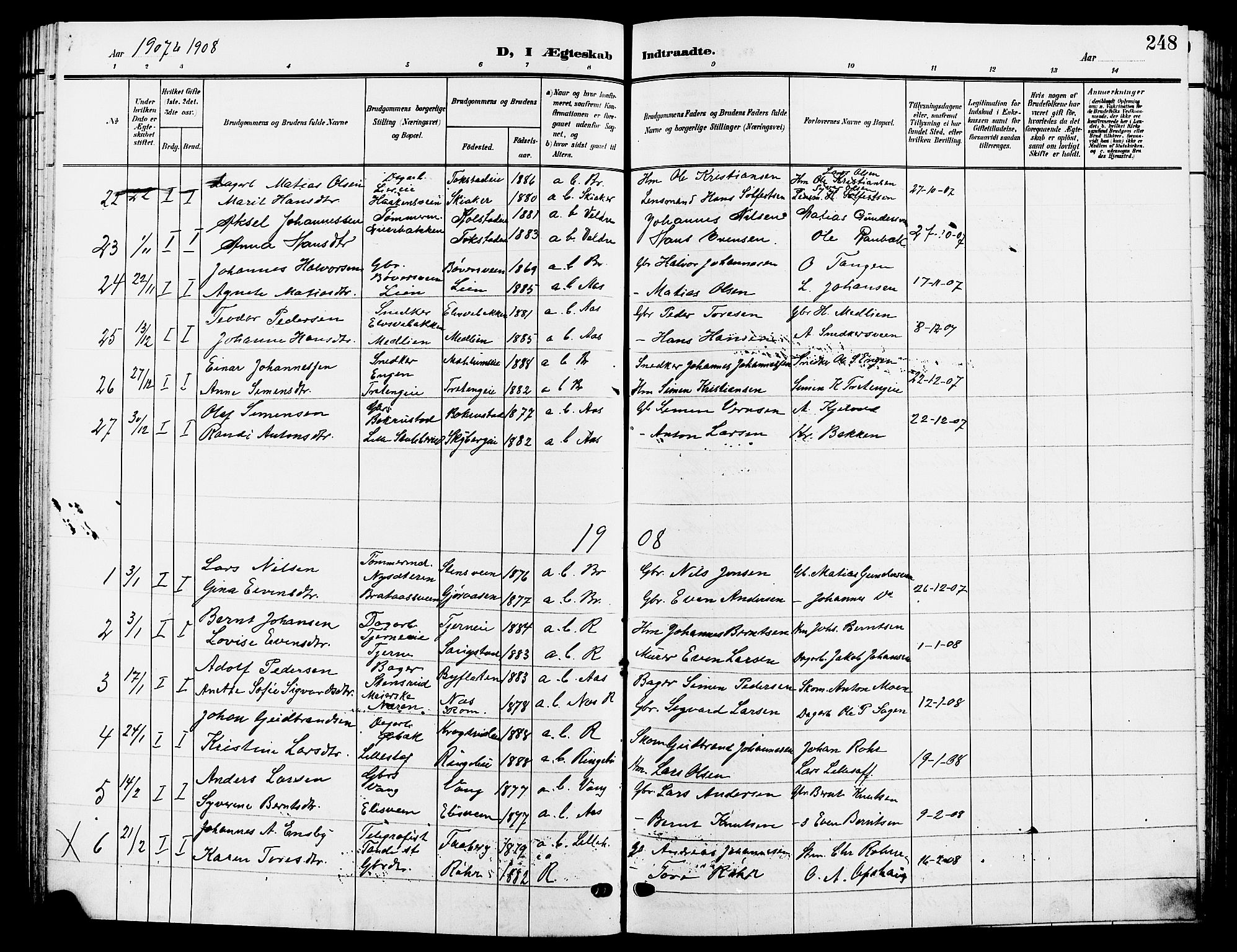 Ringsaker prestekontor, SAH/PREST-014/L/La/L0015: Parish register (copy) no. 15, 1903-1912, p. 248