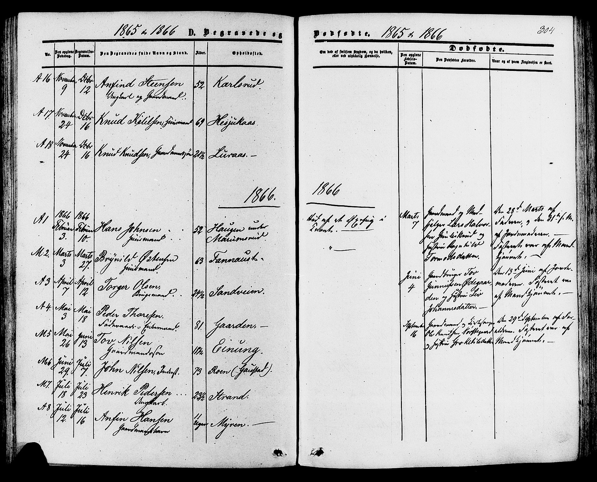 Tinn kirkebøker, SAKO/A-308/F/Fa/L0006: Parish register (official) no. I 6, 1857-1878, p. 304