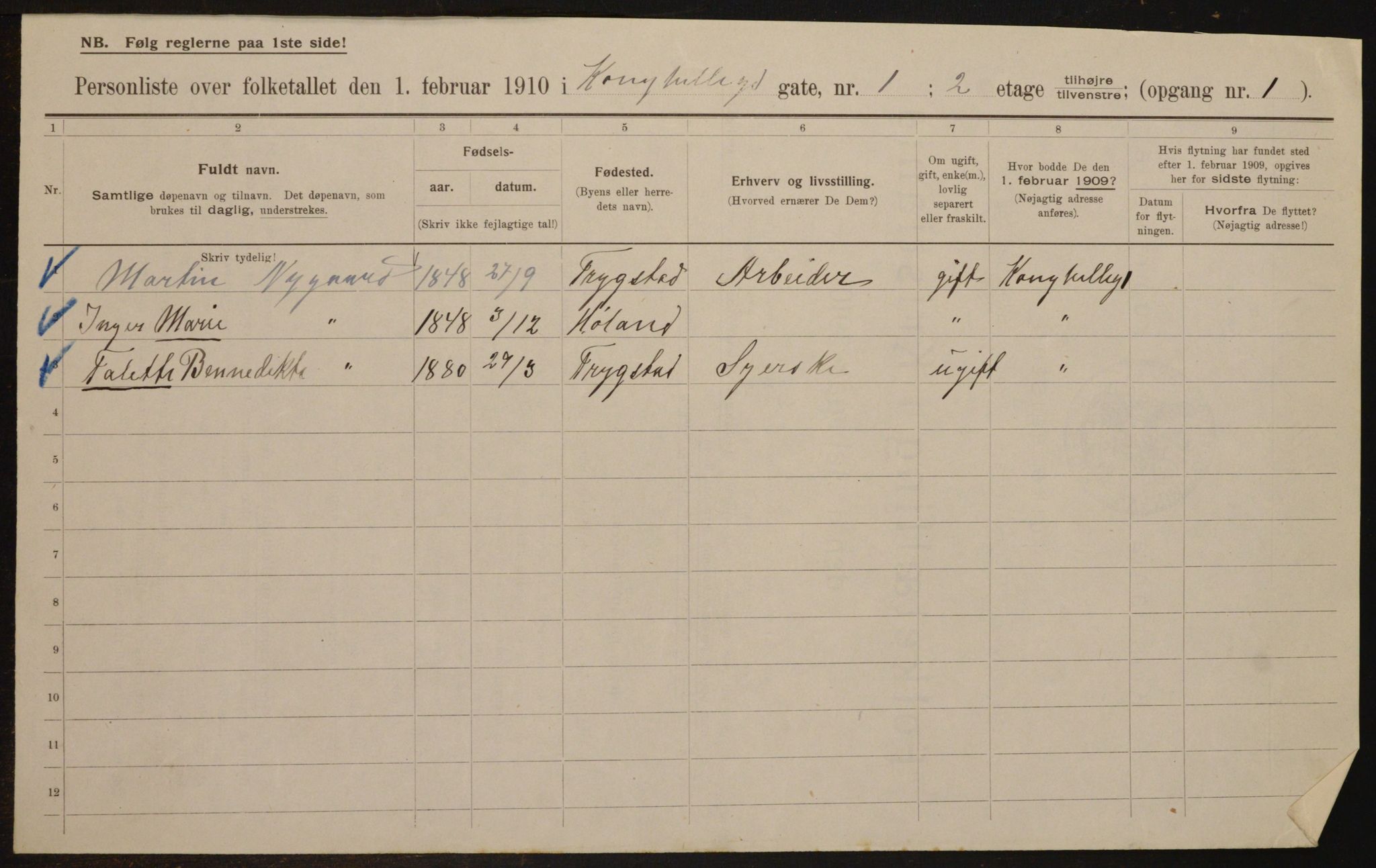 OBA, Municipal Census 1910 for Kristiania, 1910, p. 51207