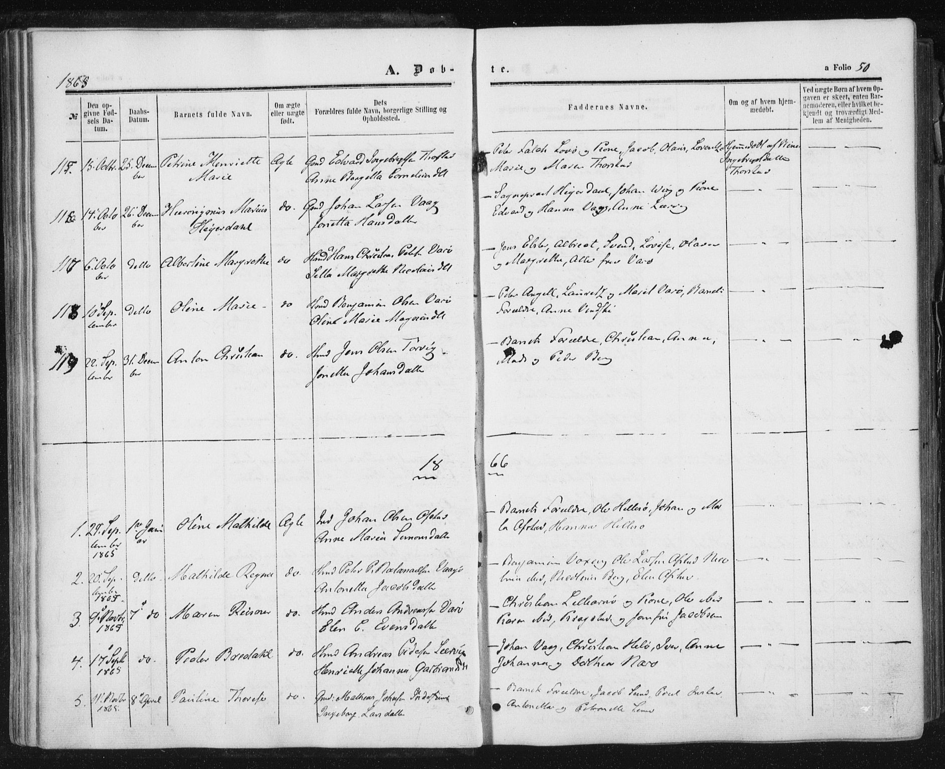 Ministerialprotokoller, klokkerbøker og fødselsregistre - Nord-Trøndelag, AV/SAT-A-1458/784/L0670: Parish register (official) no. 784A05, 1860-1876, p. 50