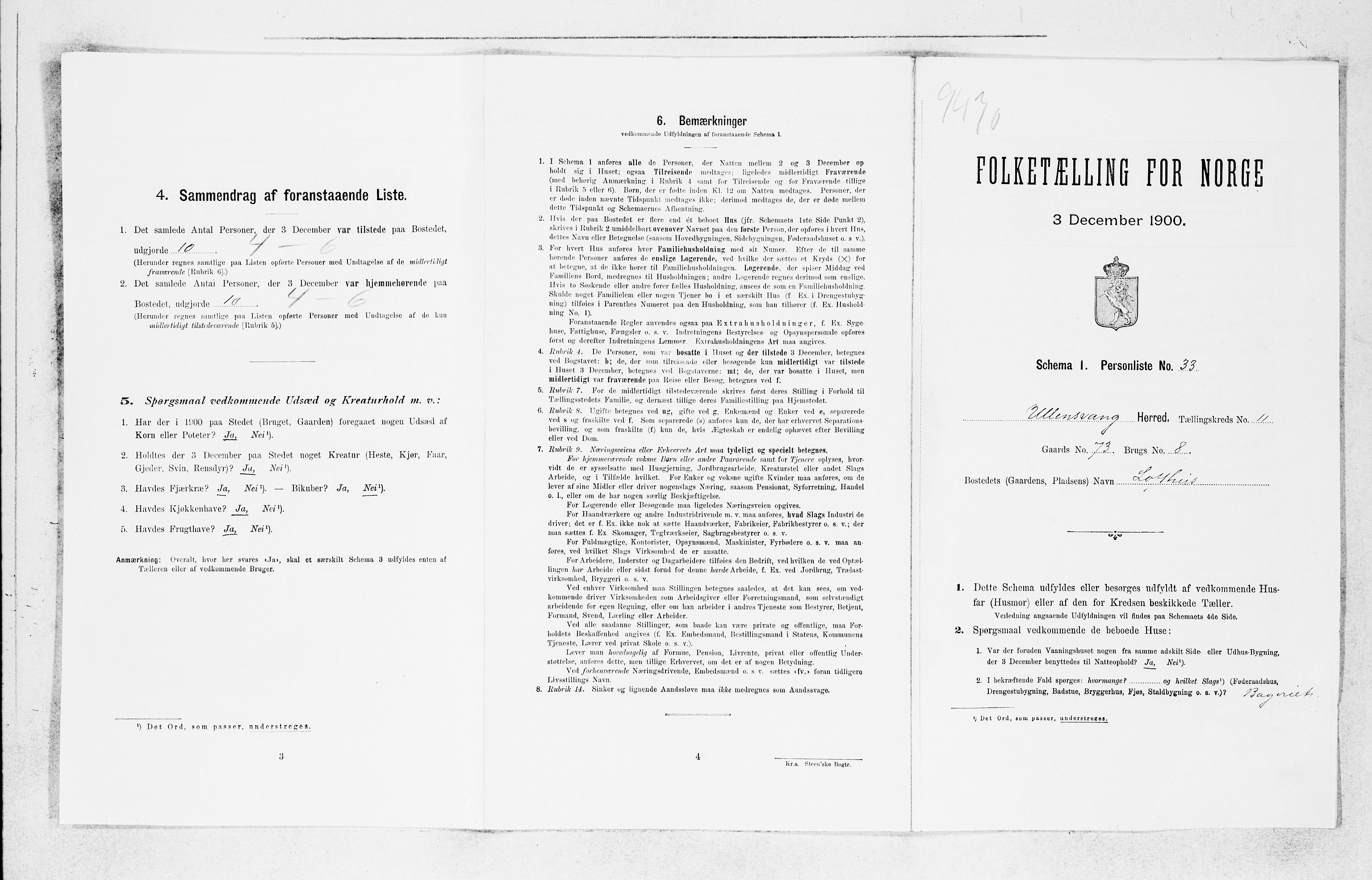 SAB, 1900 census for Ullensvang, 1900, p. 1734