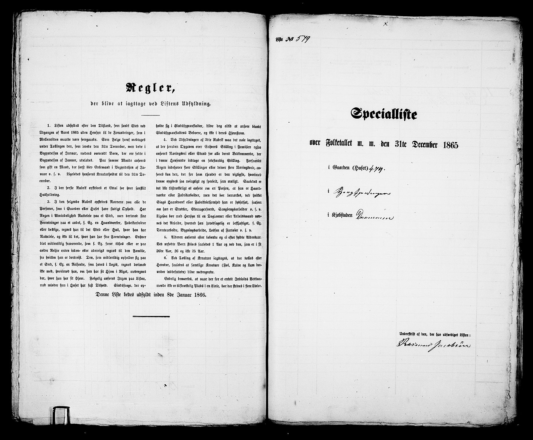 RA, 1865 census for Bragernes in Drammen, 1865, p. 1201