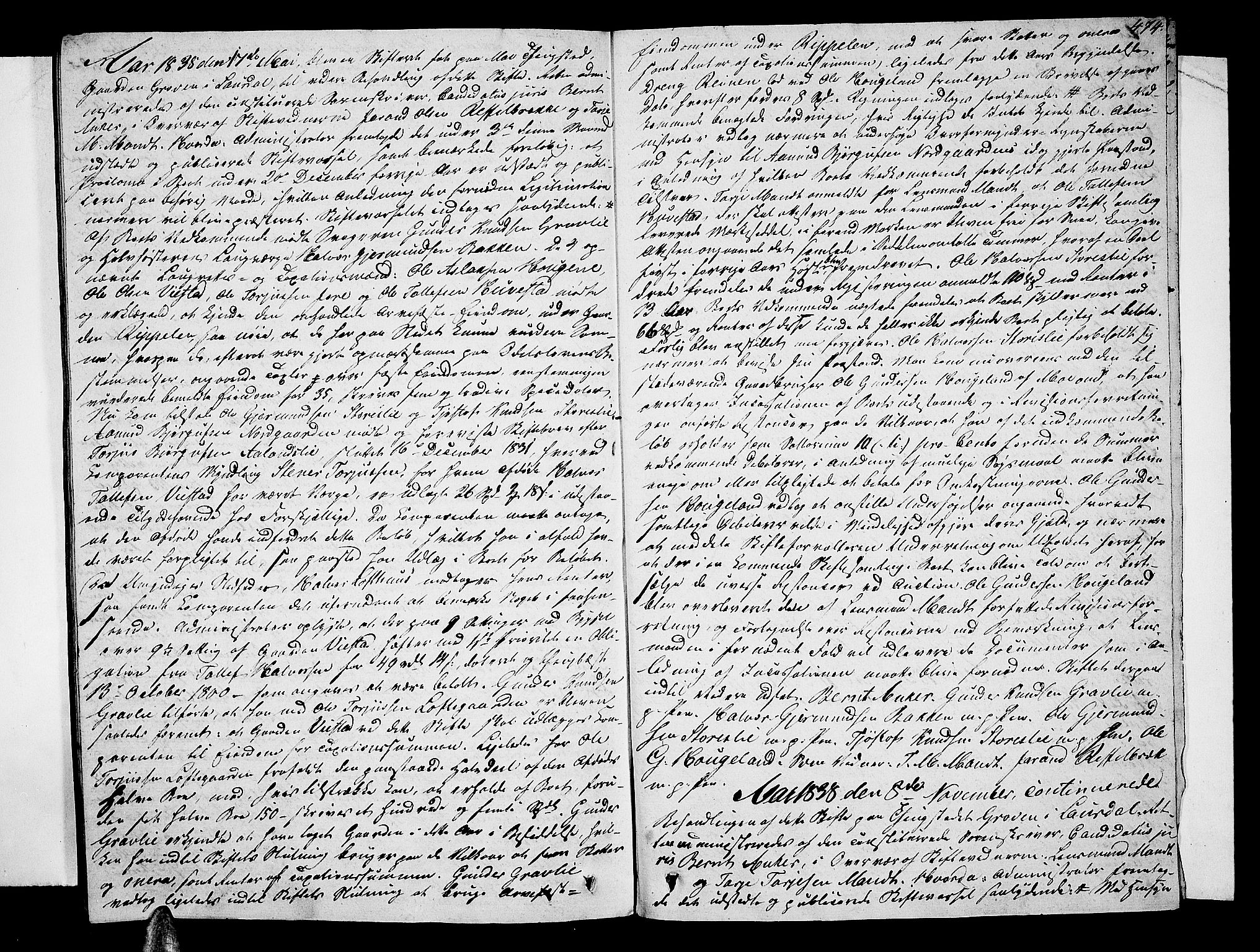 Vest-Telemark sorenskriveri, AV/SAKO-A-134/H/Ha/Haa/L0023: Skifteprotokoll, 1833-1839, p. 473b-474a